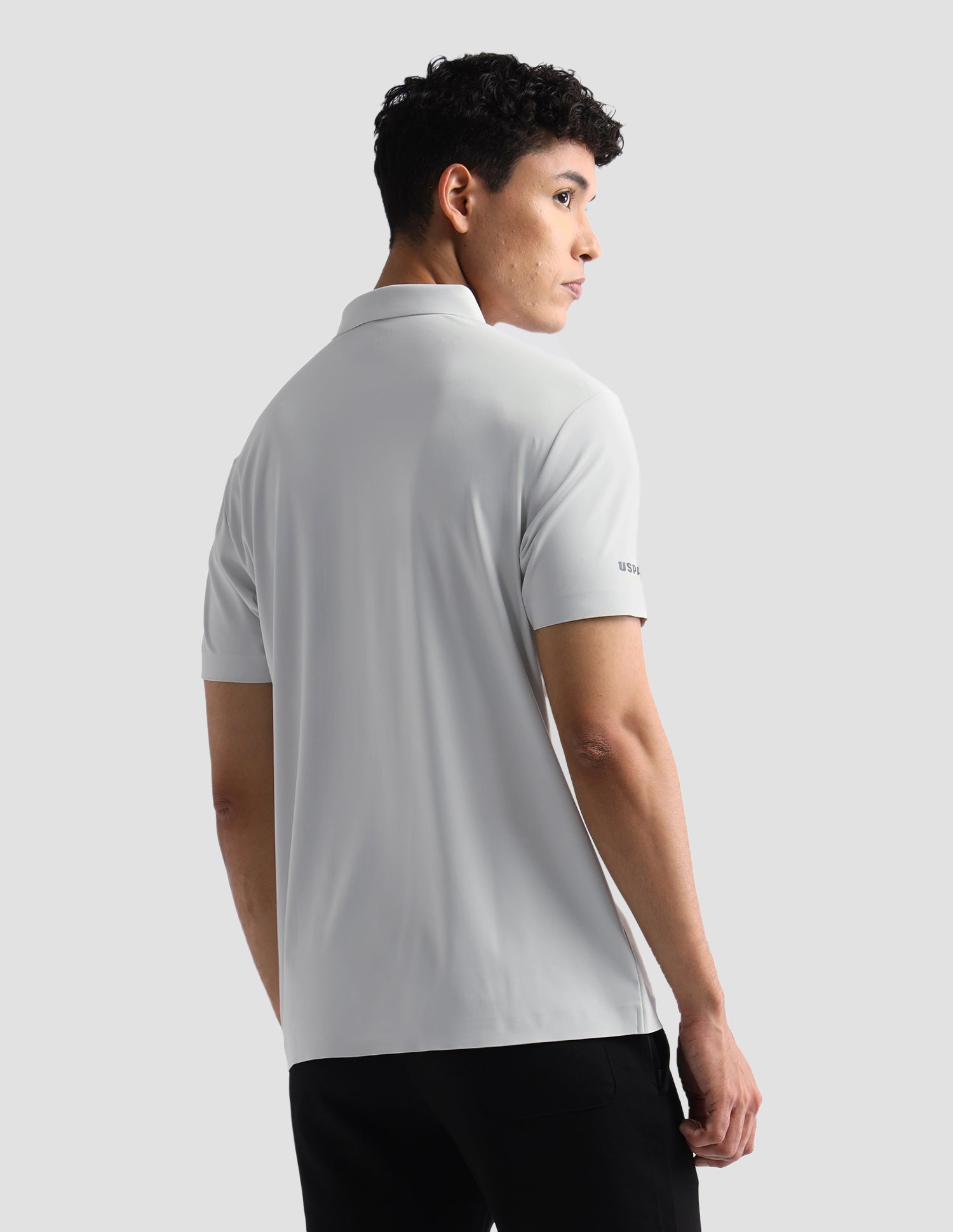Solid Slim Fit Active Polo Shirt Grey - U.S. Polo Assn. India | Large