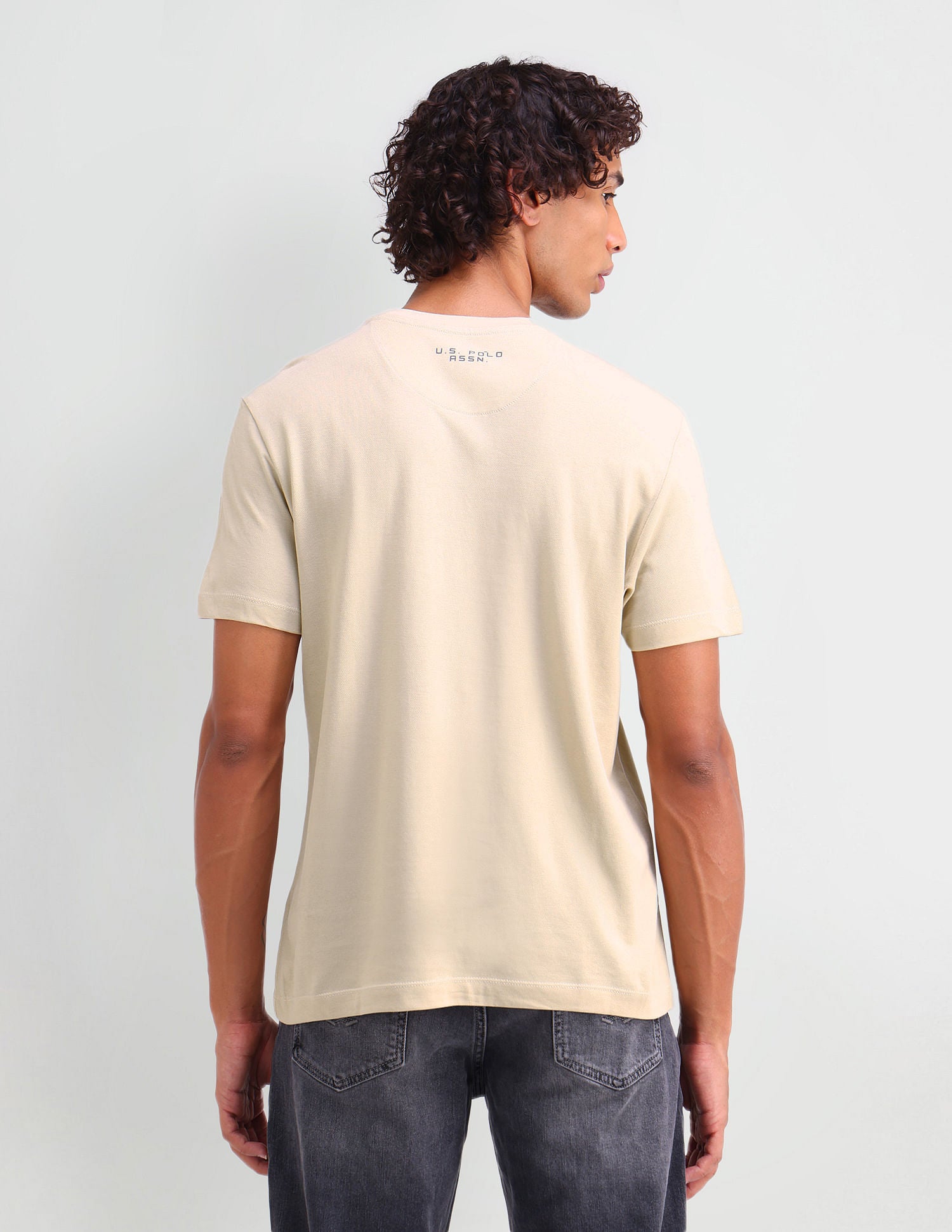 Muscle Fit Brand Printed T-Shirt Off White - U.S. Polo Assn. India | Large
