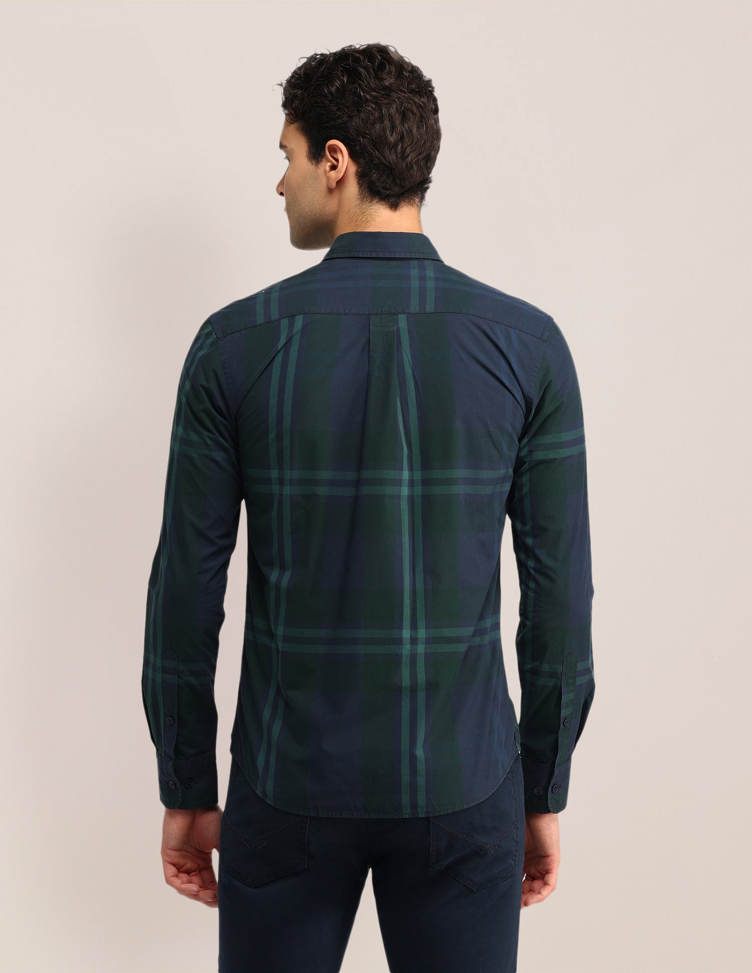 Grid Tattersall Checked Tailored Fit Shirt Dark Green - U.S. Polo Assn. India | Large
