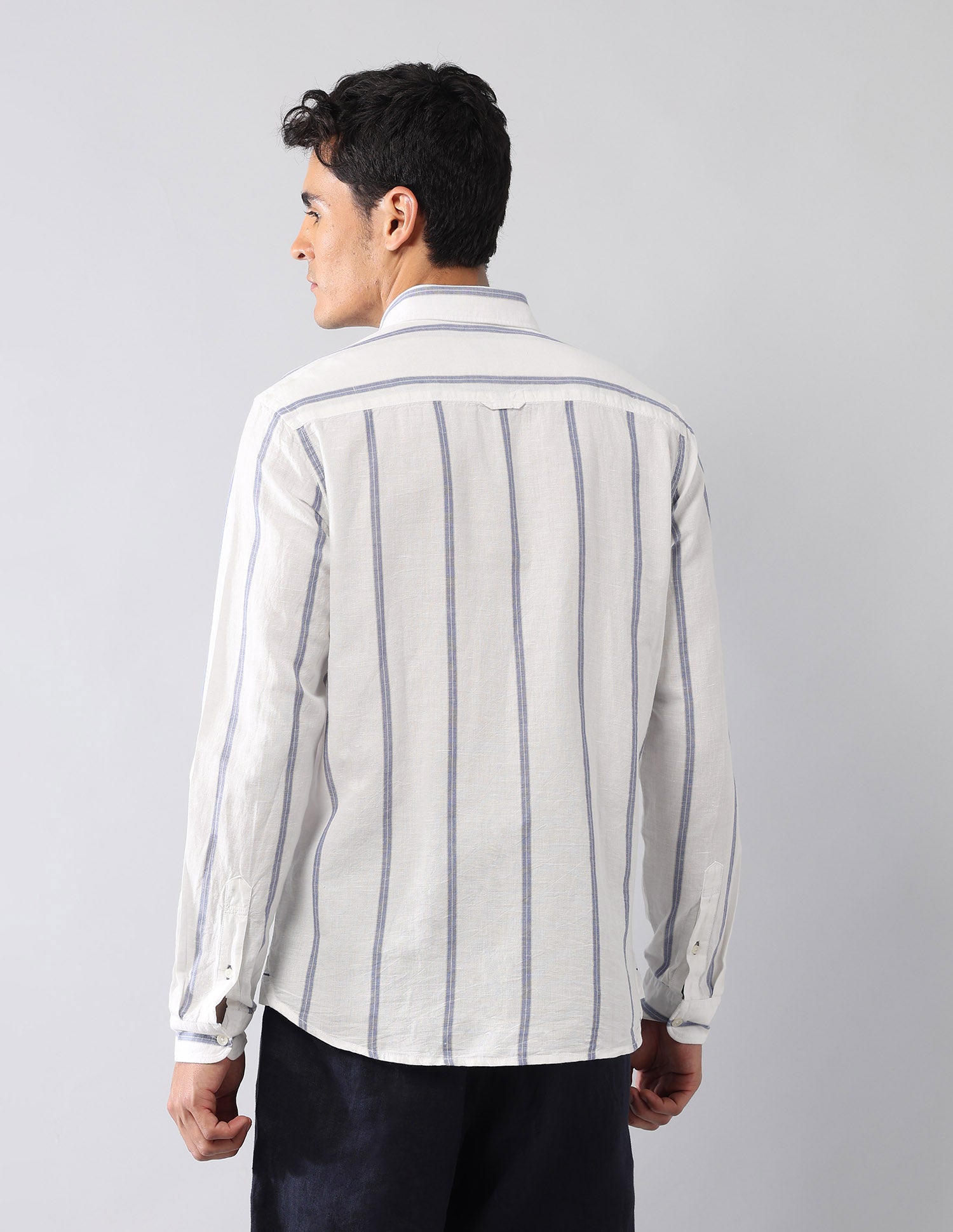 Vertical Striped Poplin Regular Fit Shirt White - U.S. Polo Assn. India | Large