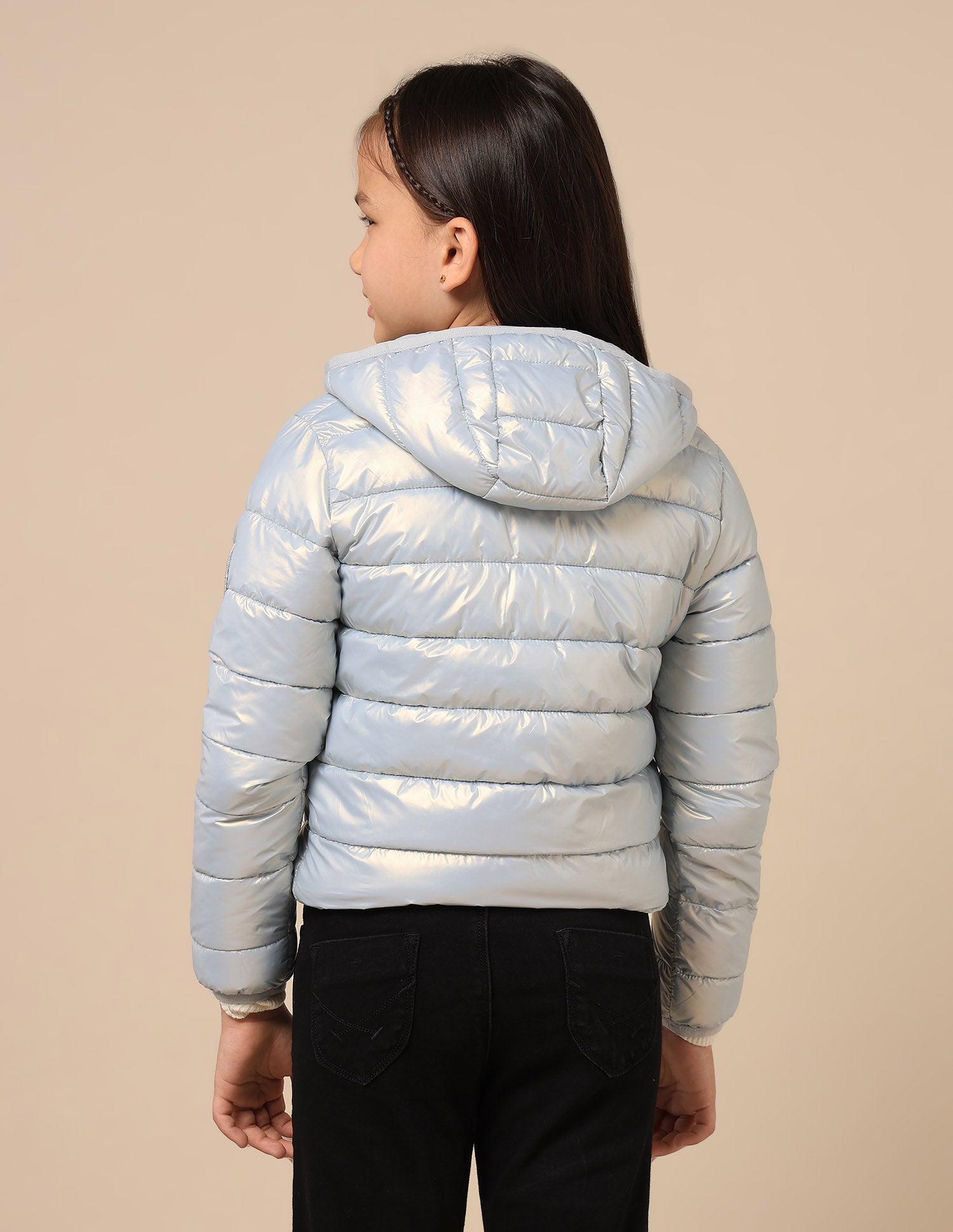 Girls Nylon Puffer Jacket Light Blue - U.S. POLO ASSN. | Large
