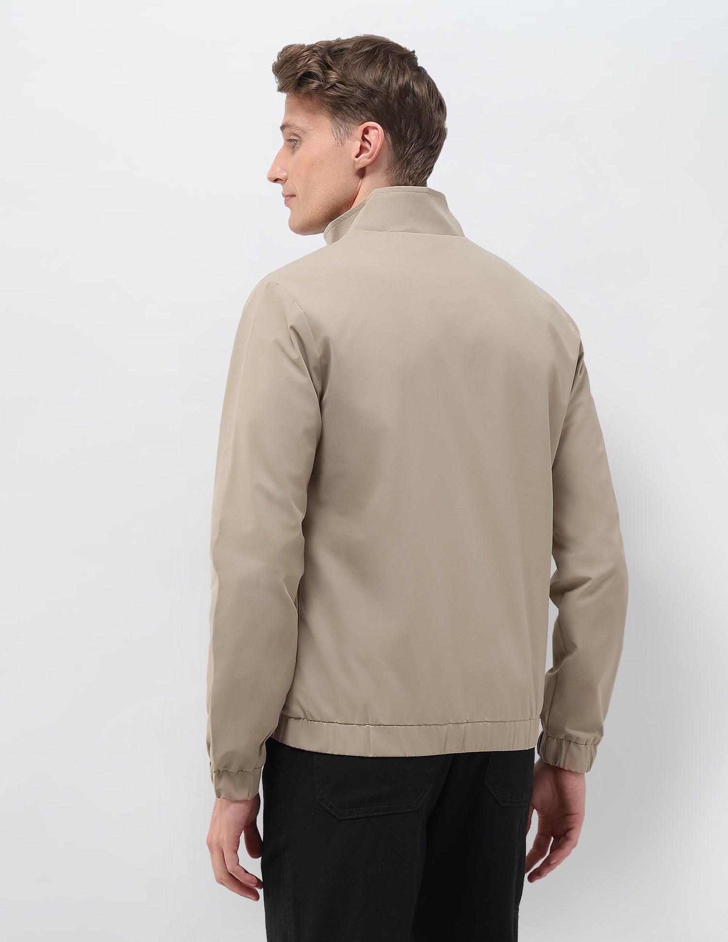 Solid Pattern Windcheater Jacket Khaki - U.S. Polo Assn. India | Large