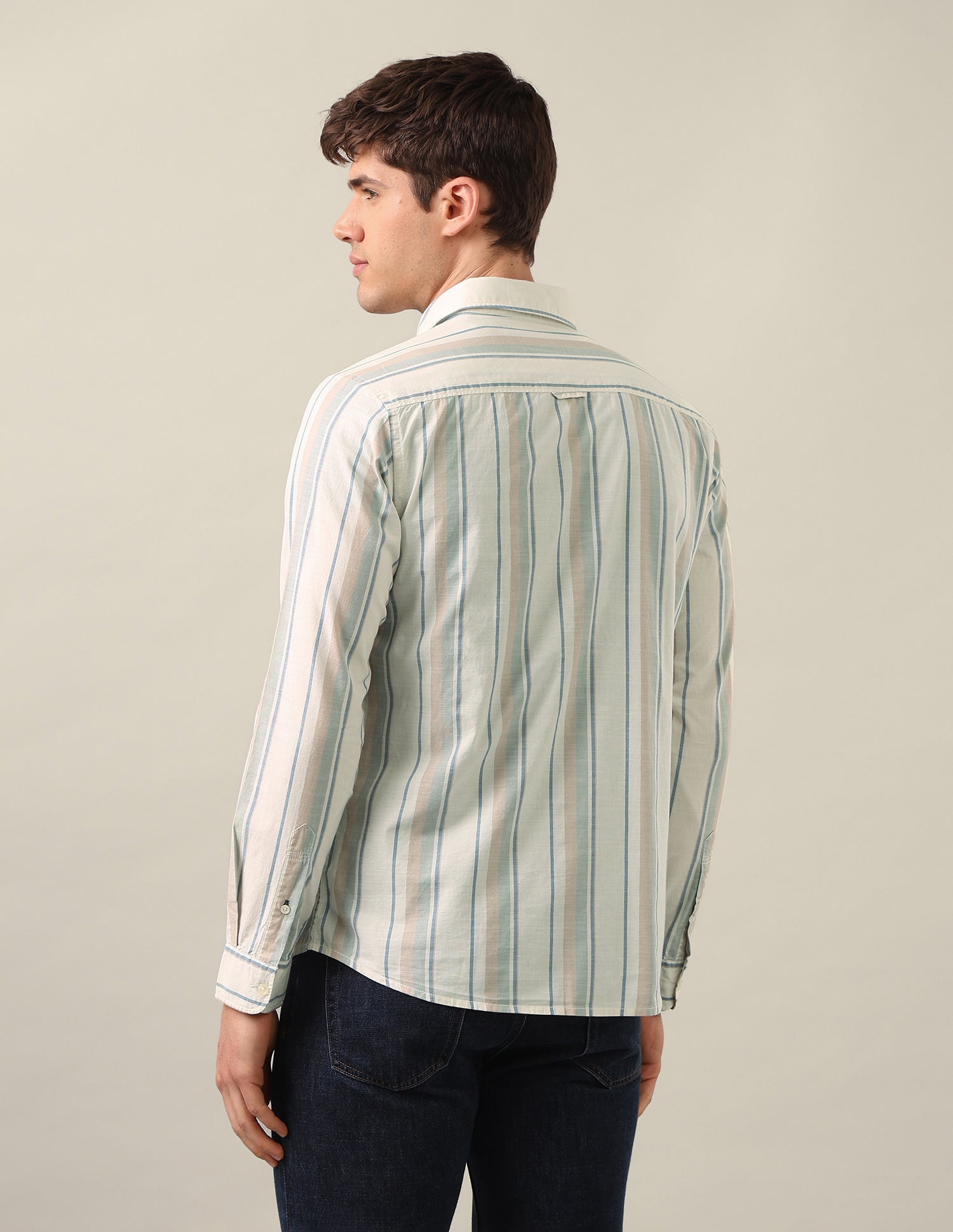 Regular Fit Vertical Striped Shirt Light Green - U.S. Polo Assn. India | Large