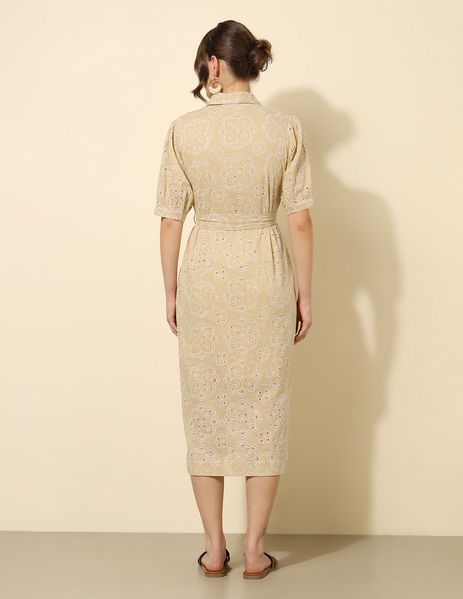 Schiffli Midi Shirt Dress Beige - U.S. Polo Assn. India | Large