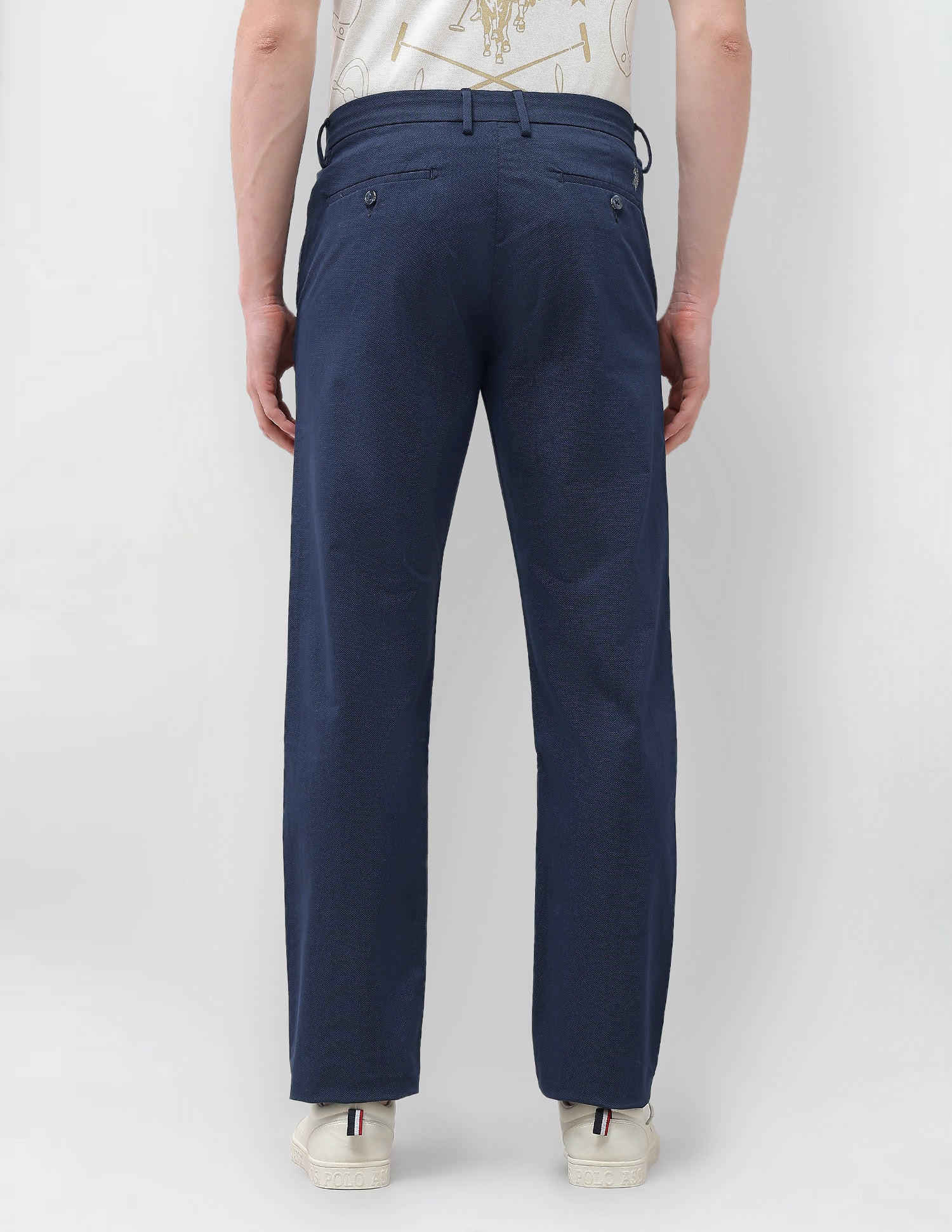 Textured Riley Straight Fit Trousers Navy - U.S. Polo Assn. India | Large