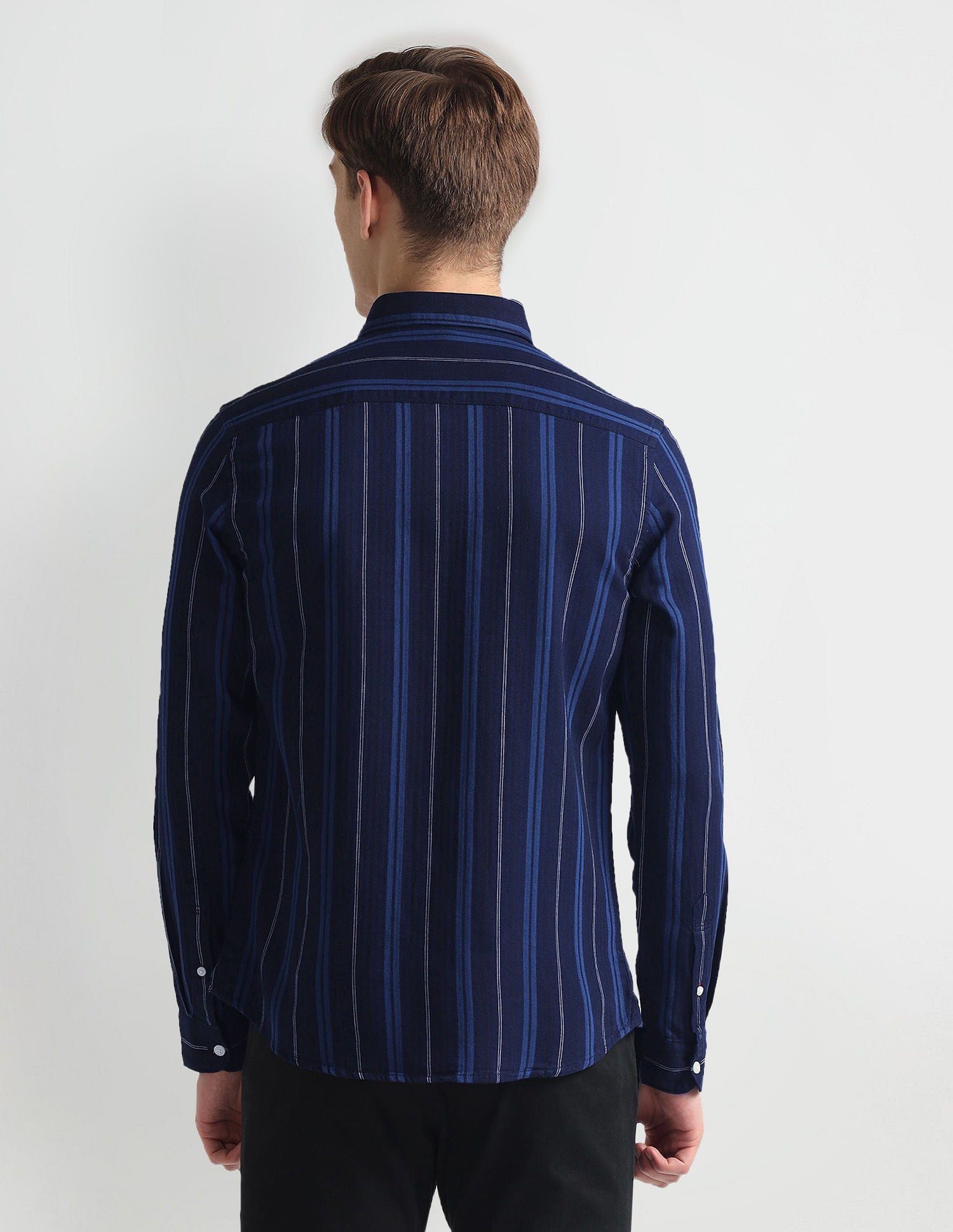 Vertical Stripe Slim Fit Shirt Blue - U.S. Polo Assn. India | Large