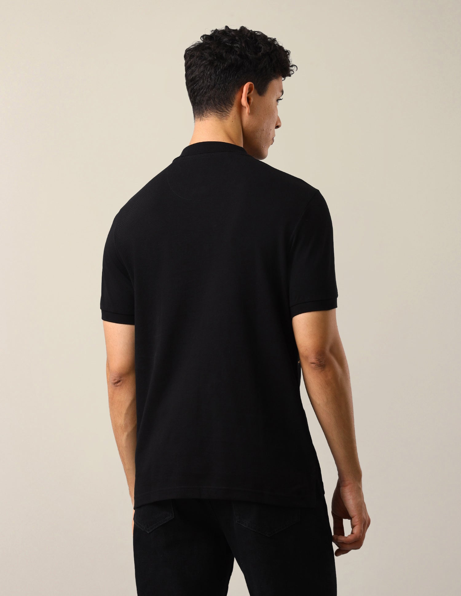 Graphic Brand Printed Slim Fit Polo Shirt Black - U.S. Polo Assn. India | Large