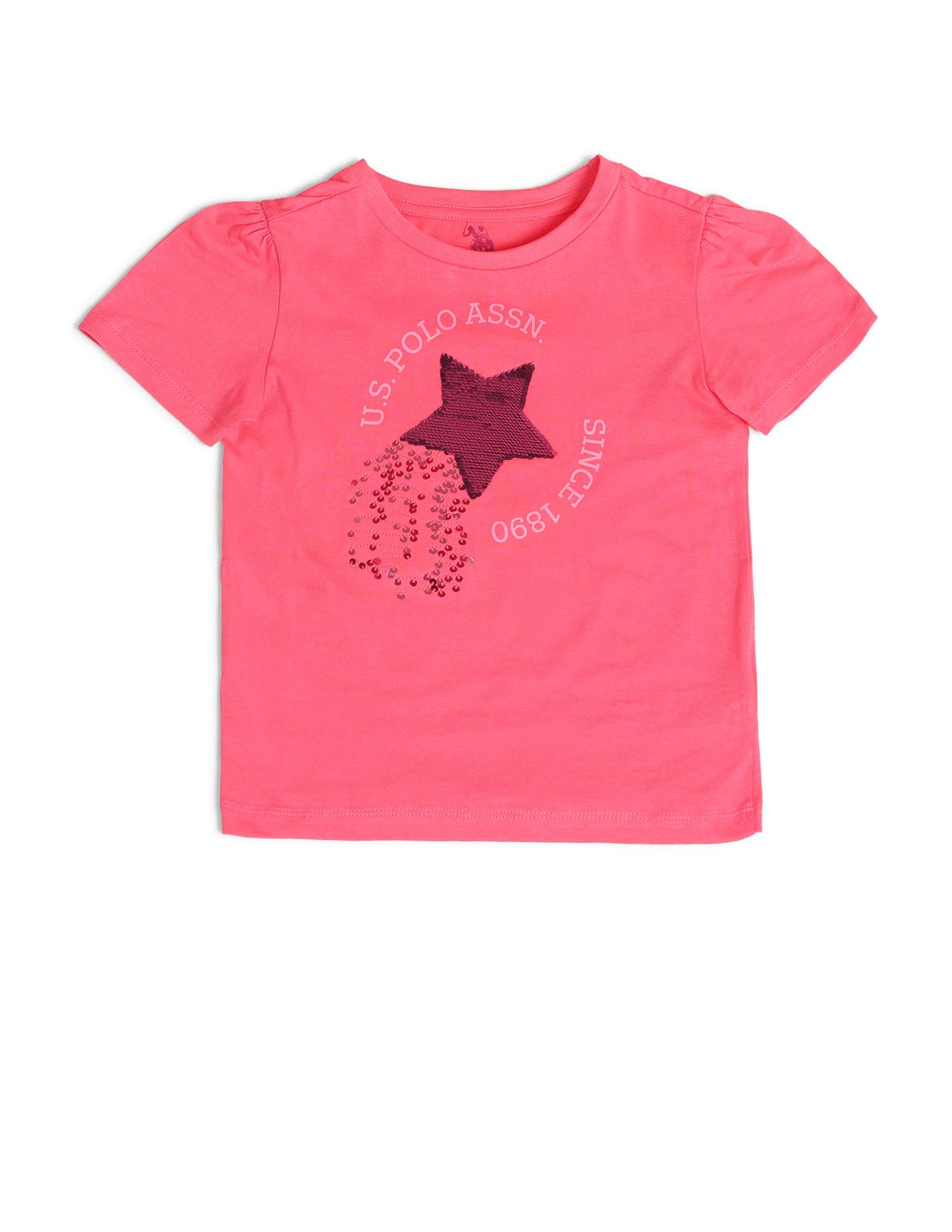 Girls Embellished Regular Fit T-Shirt Pink - U.S. POLO ASSN. | Large