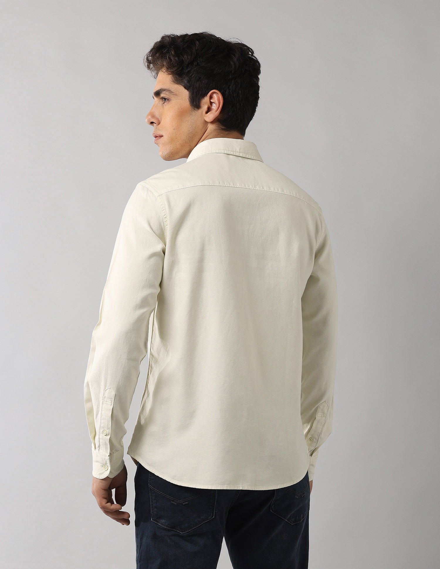 Regular Fit Solid Shirt Ecru - U.S. Polo Assn. India | Large