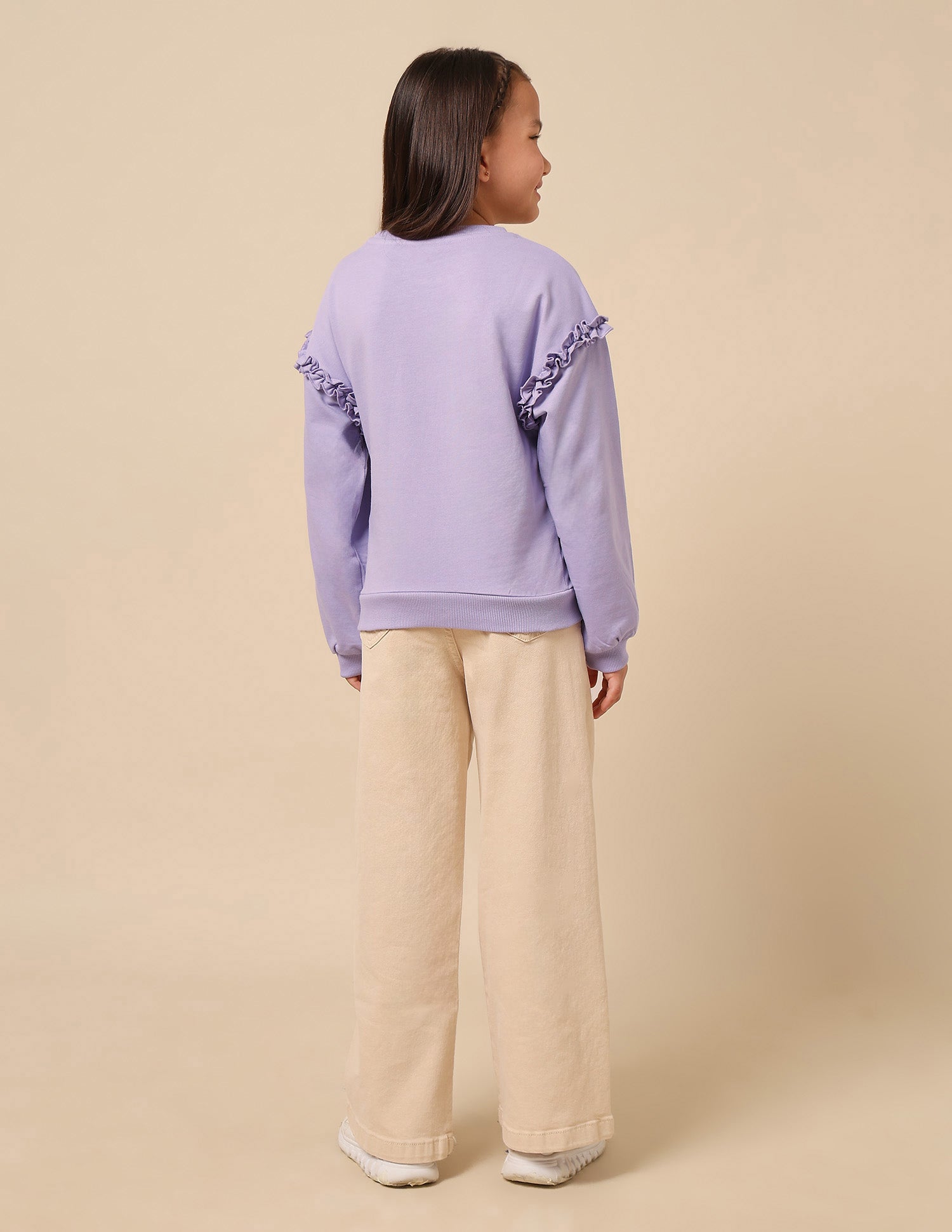 Girls Brand Printed Regular Fit Sweatshirt Lavender - U.S. POLO ASSN. | Large