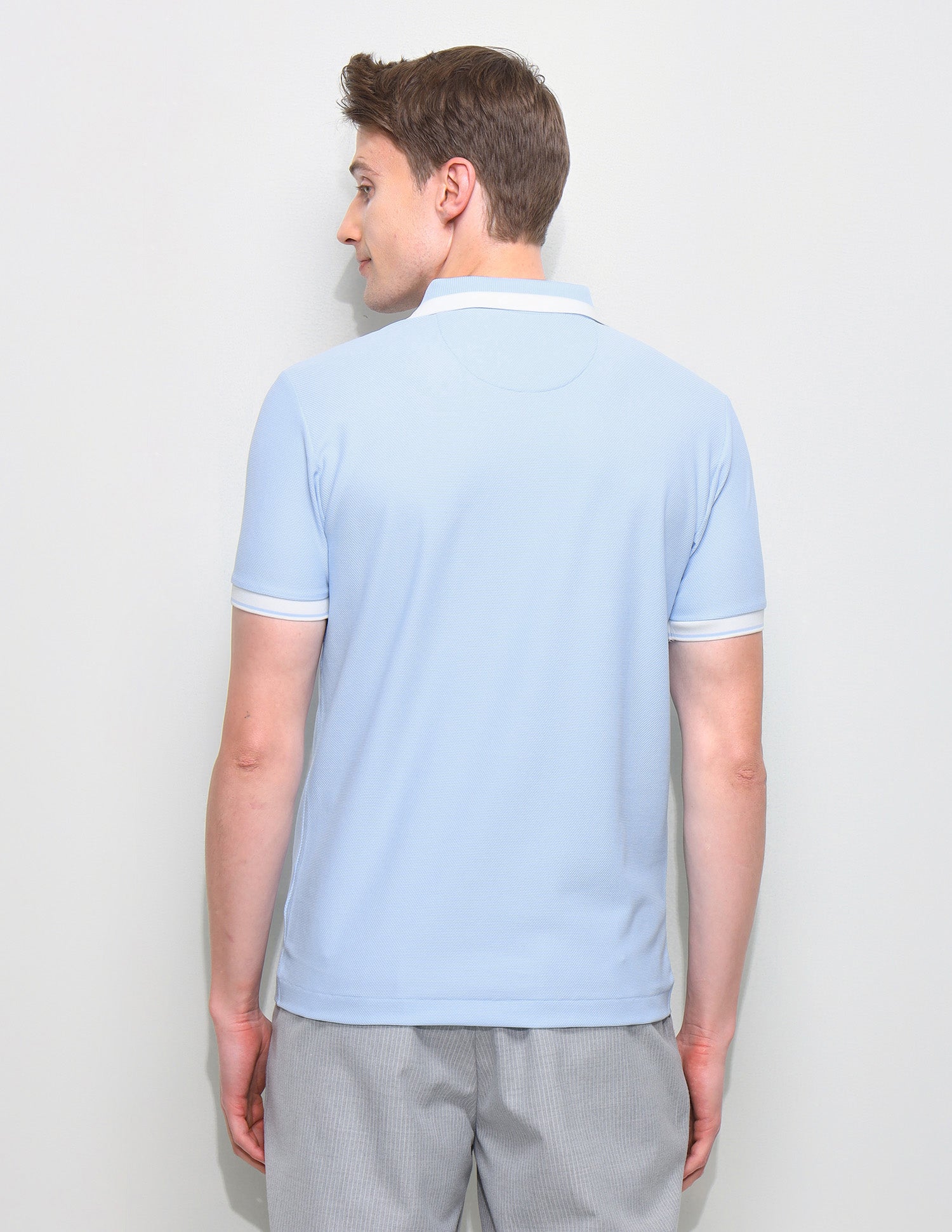 Solid Slim Fit Polo Shirt Light Blue - U.S. Polo Assn. India | Large