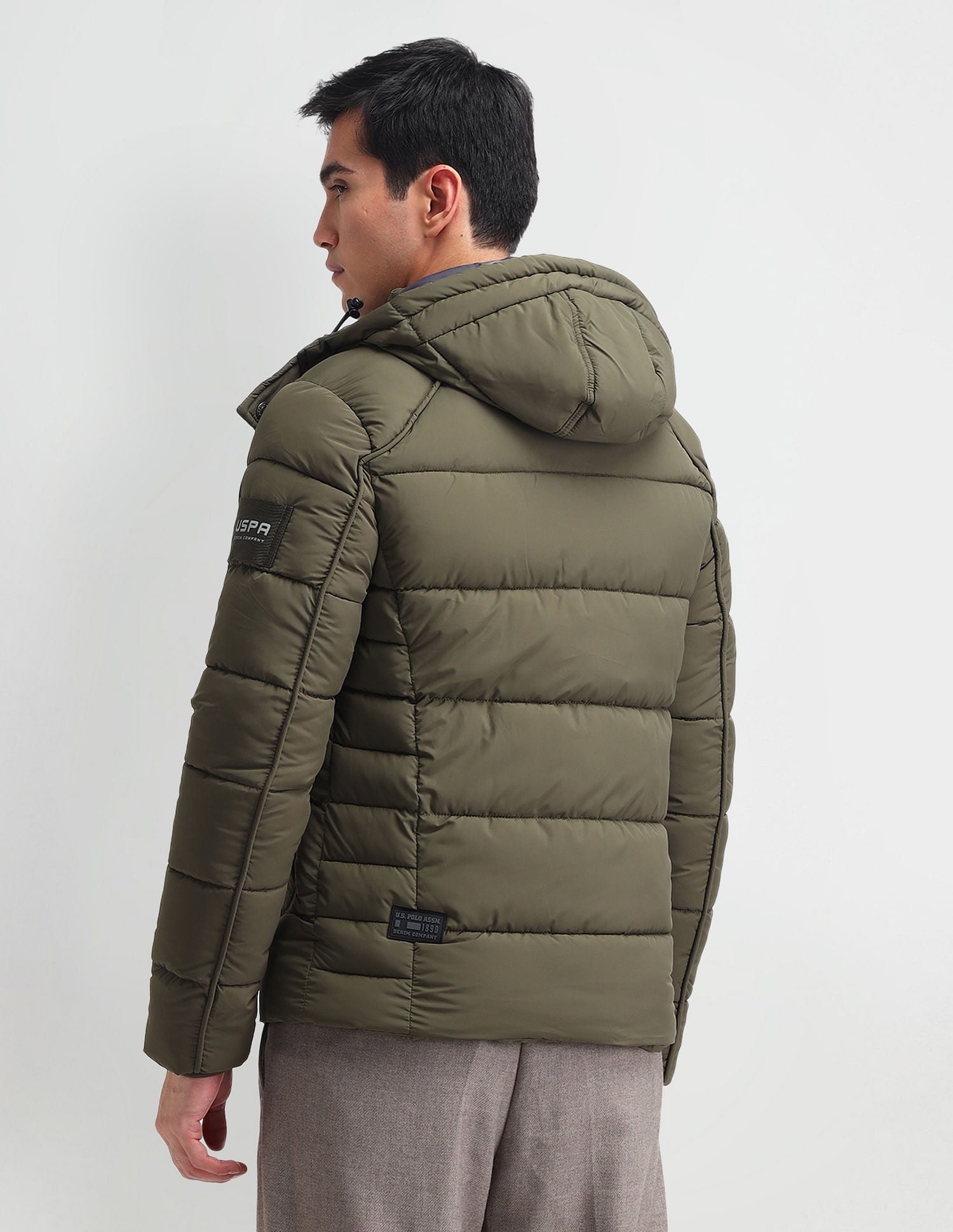 Regular Fit Solid Padded Jacket Olive - U.S. POLO ASSN. | Large