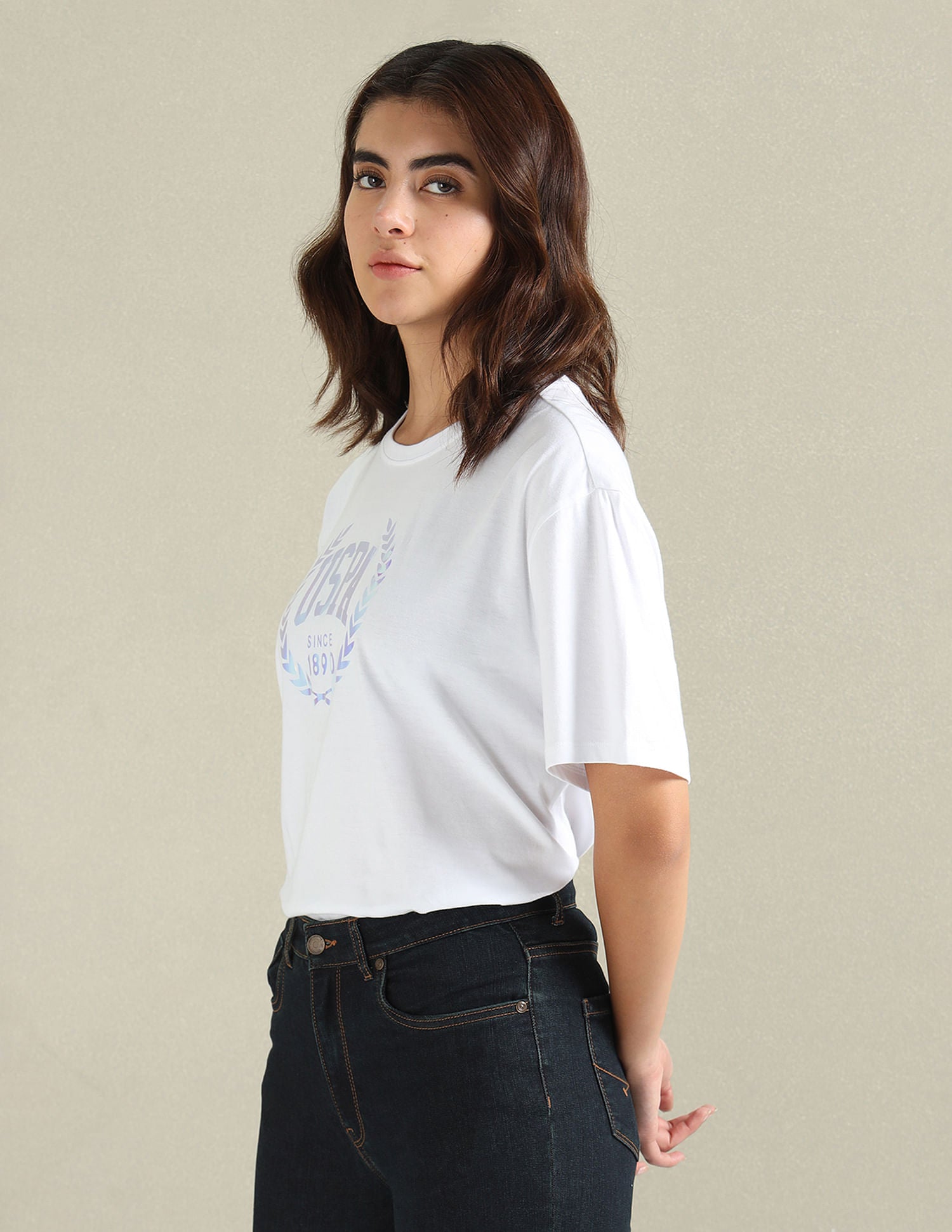 Brand Print Boxy T-Shirt White - U.S. POLO ASSN. | Large