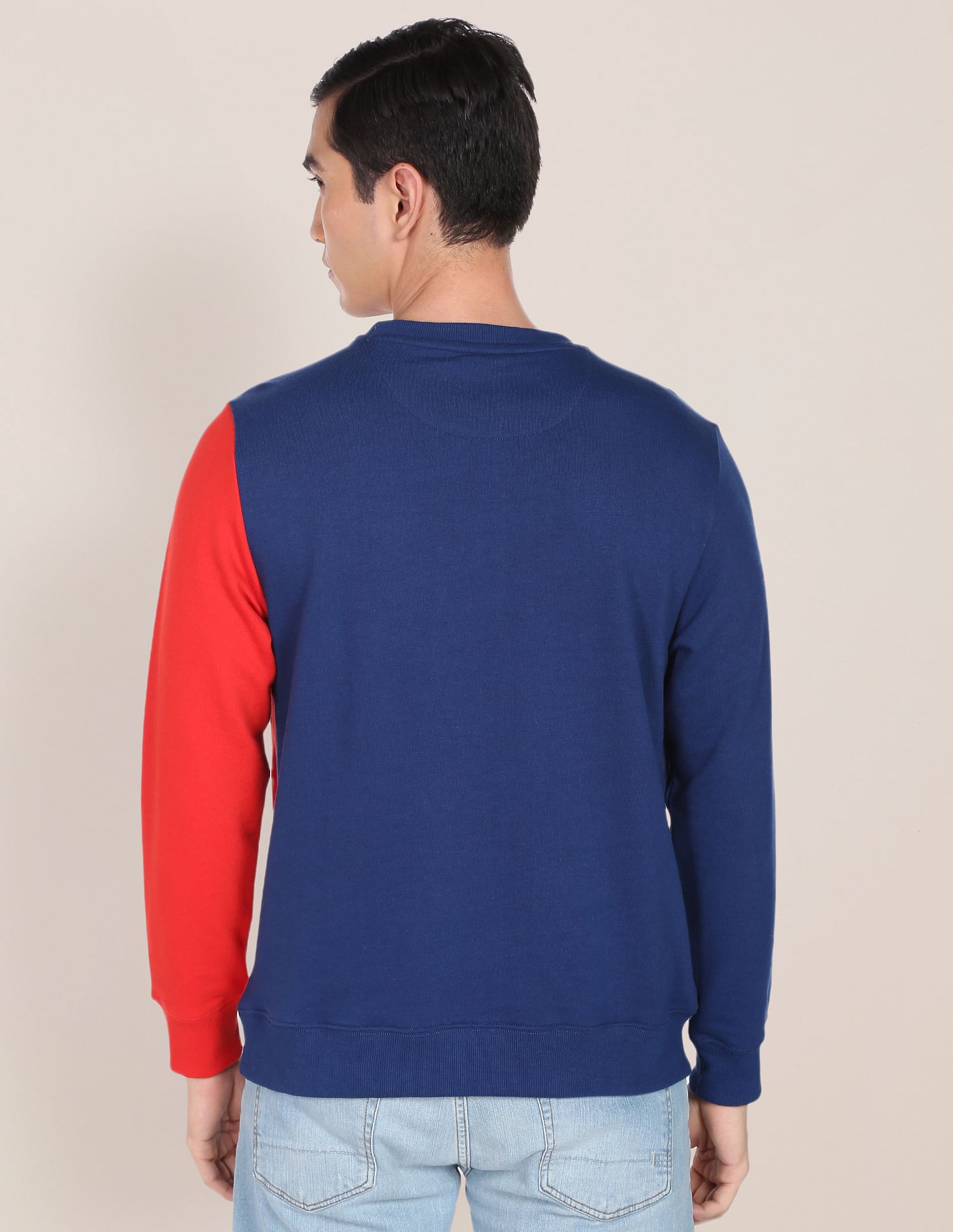 Colour Block Long Sleeve Sweatshirt Navy and Red - U.S. POLO ASSN. | Large