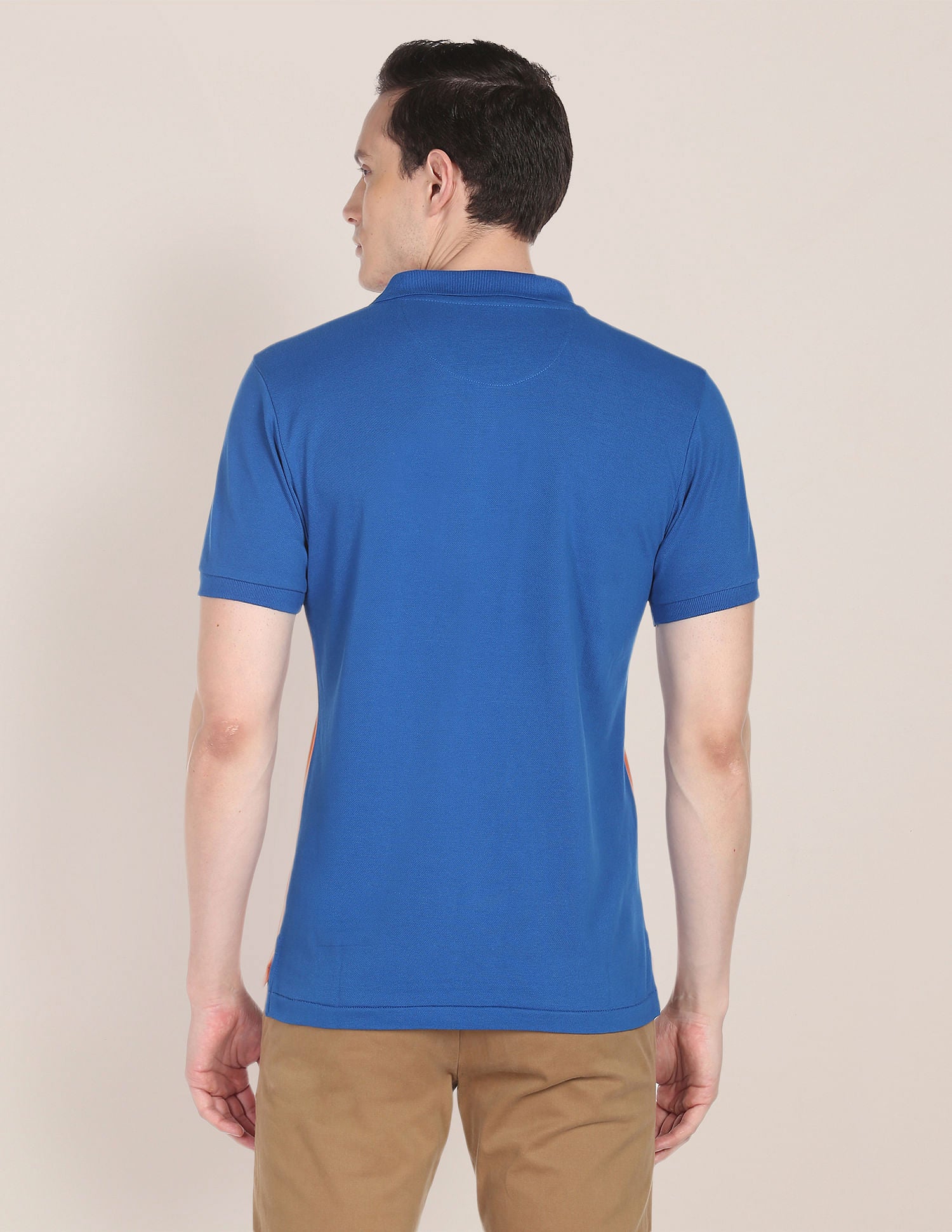 Colour Block Cotton Polo Shirt Orange and Blue - U.S. Polo Assn. India | Large