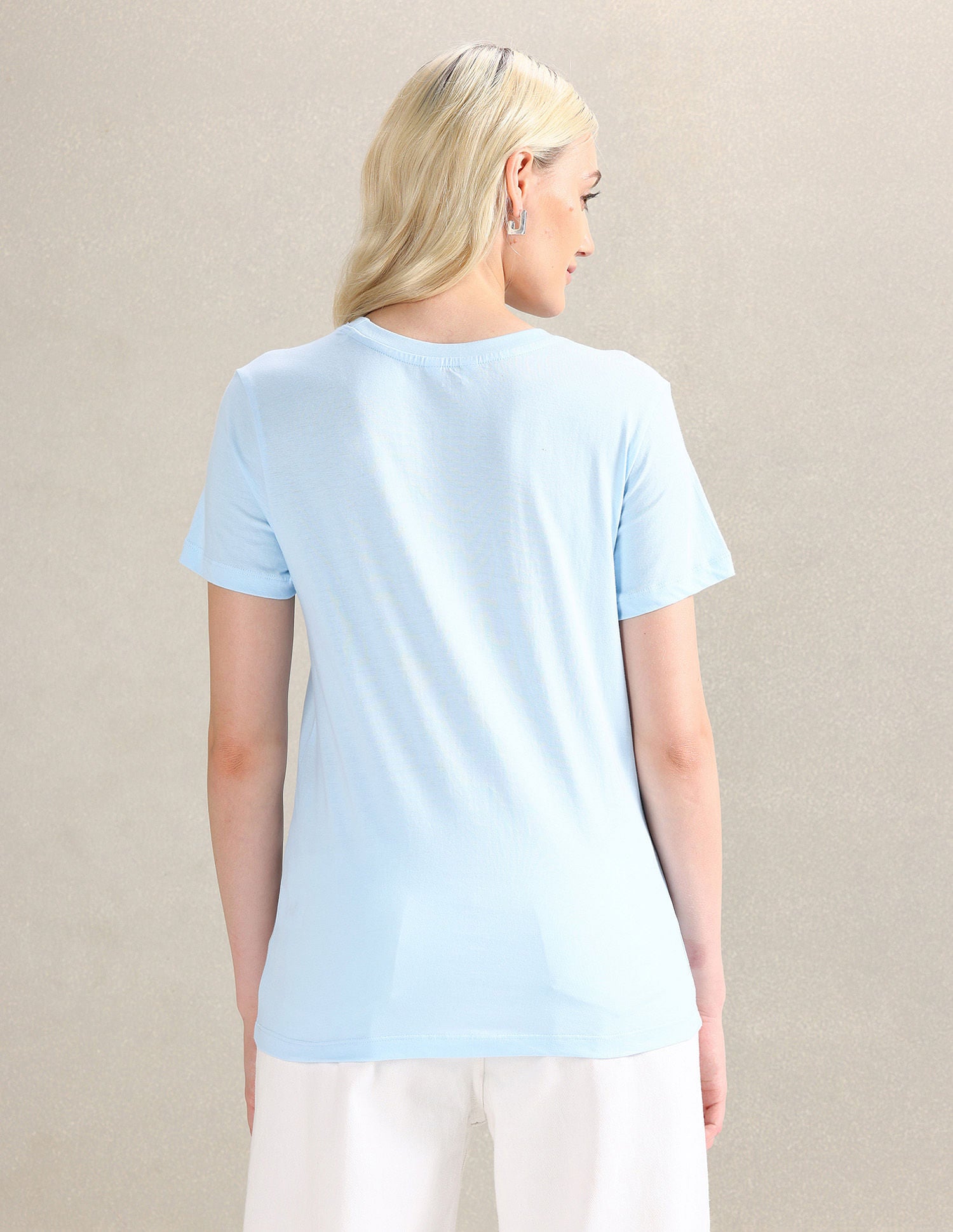 Single Jersey Pure Cotton T-Shirt Light Blue - U.S. Polo Assn. India | Large