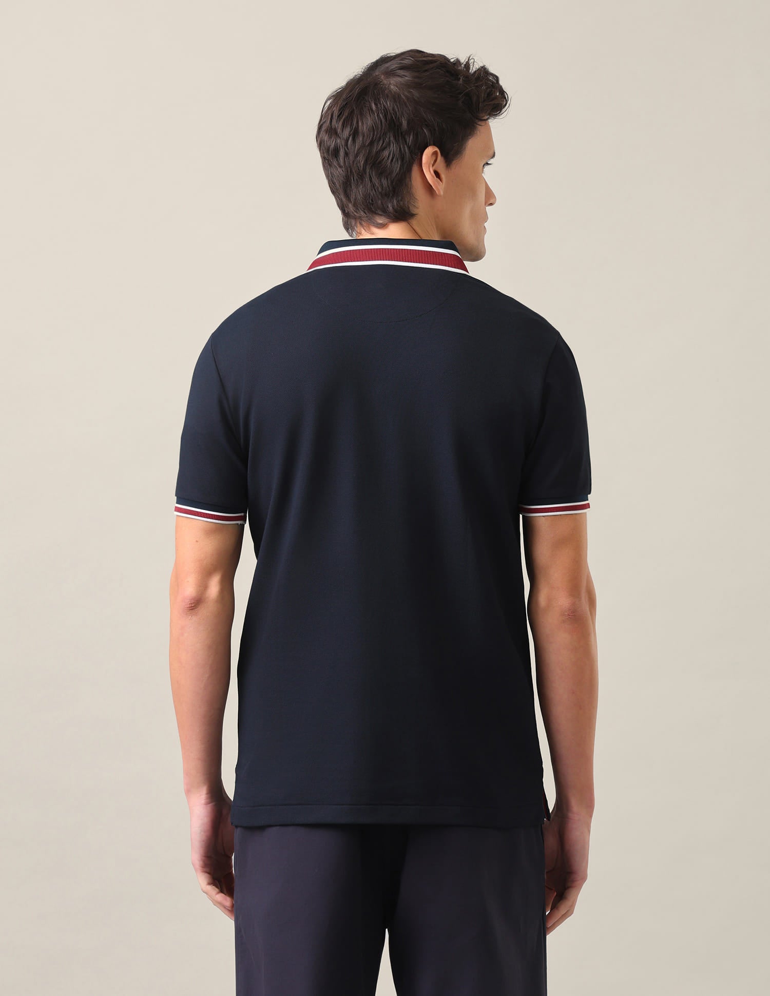 Solid Slim Fit Polo Shirt Navy Blue - U.S. Polo Assn. India | Large