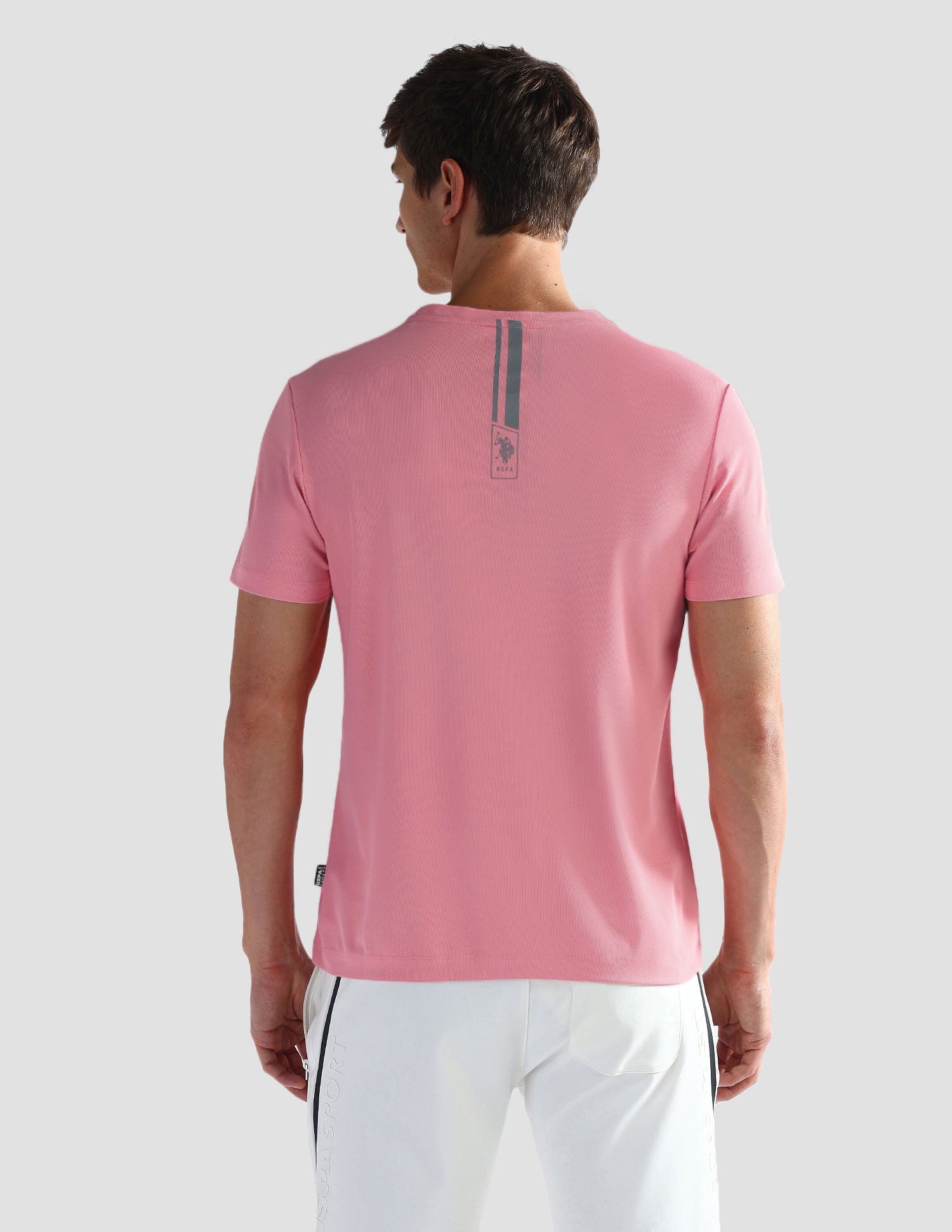 Brand Print Slim Fit Active T-Shirt Peach - U.S. Polo Assn. India | Large