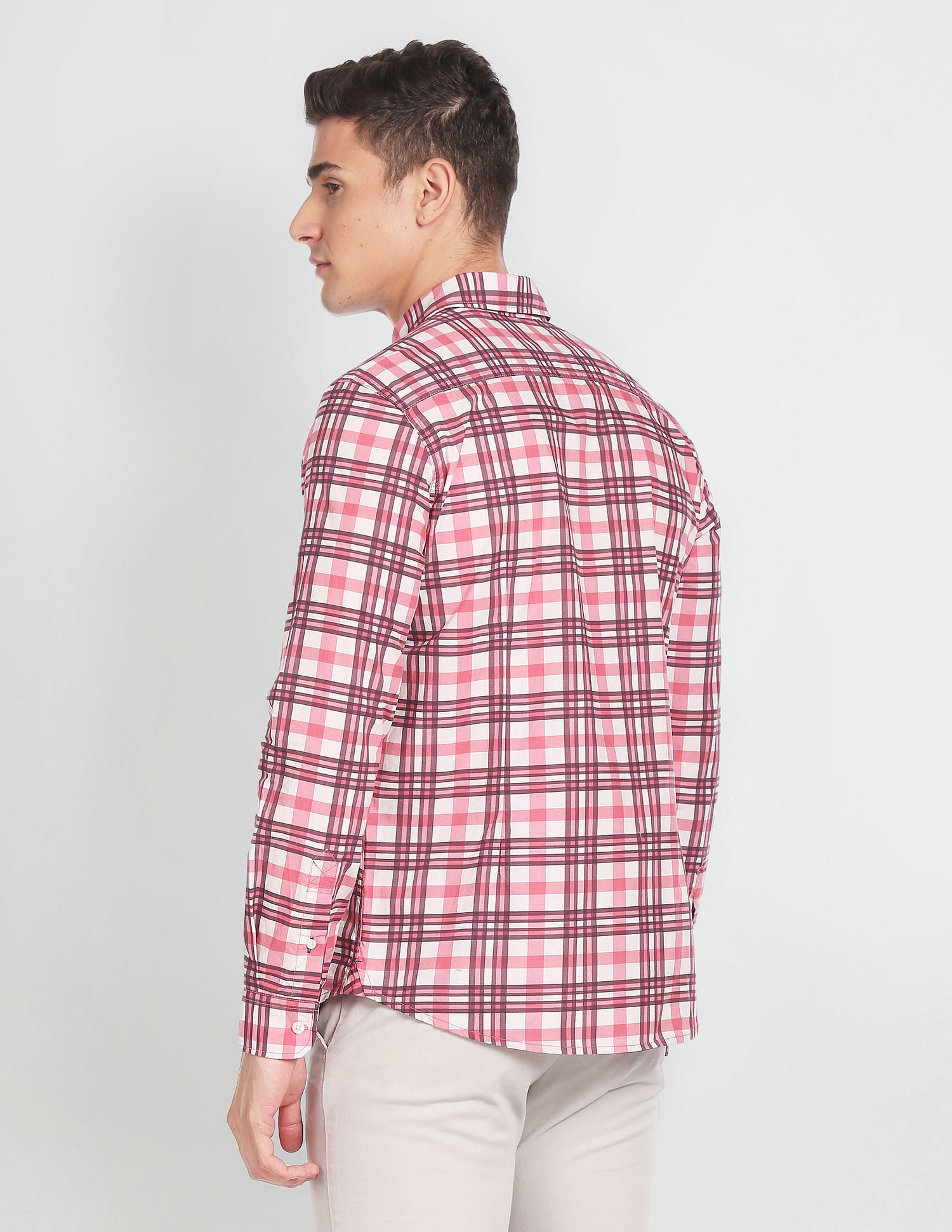 Slim Fit Plaid Shirt Pink - U.S. Polo Assn. India | Large