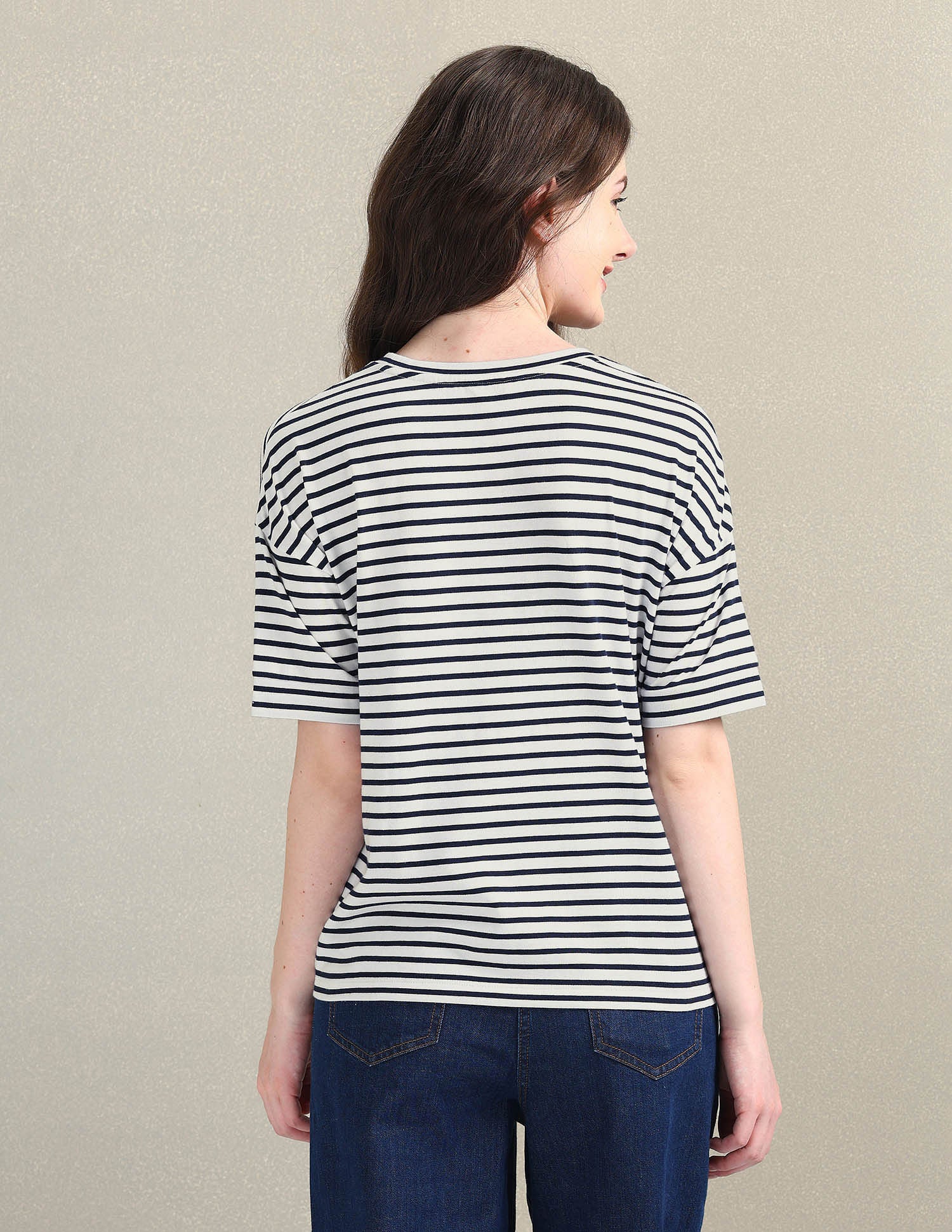 Pure Cotton Horizontal Stripe T-Shirt White - U.S. Polo Assn. India | Large