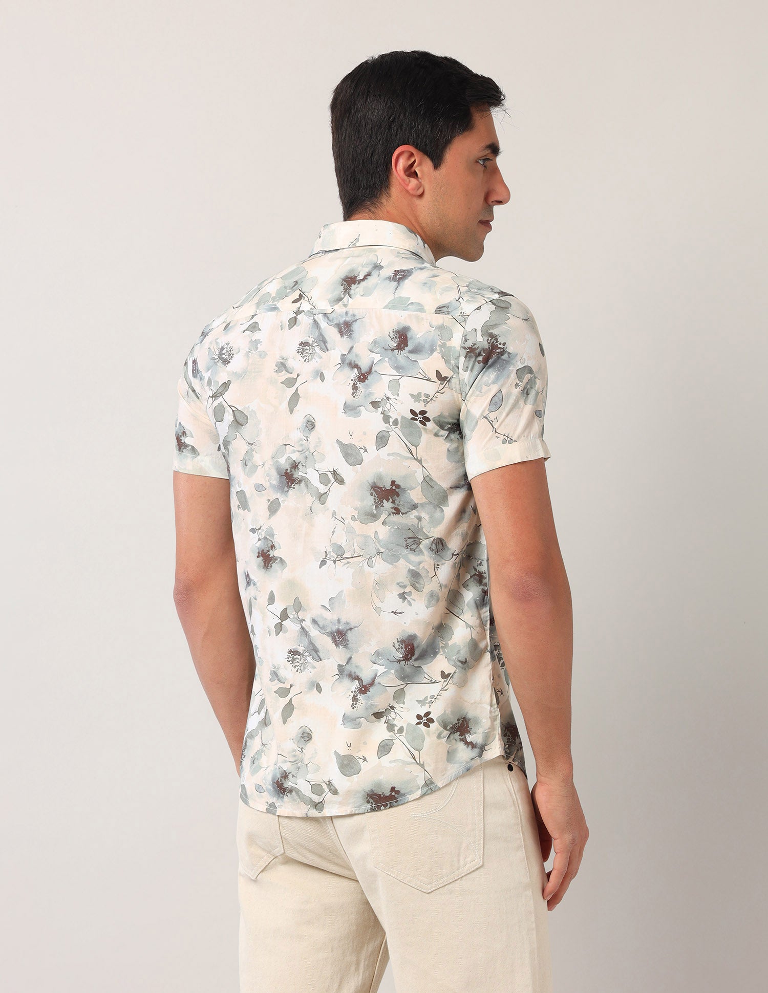 Floral Printed Regular Fit Shirt Beige - U.S. Polo Assn. India | Large