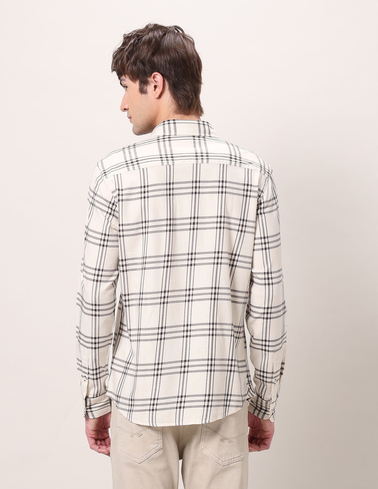 Grid Tattersall Checked Pure Cotton Shirt Ivory - U.S. POLO ASSN. | Large