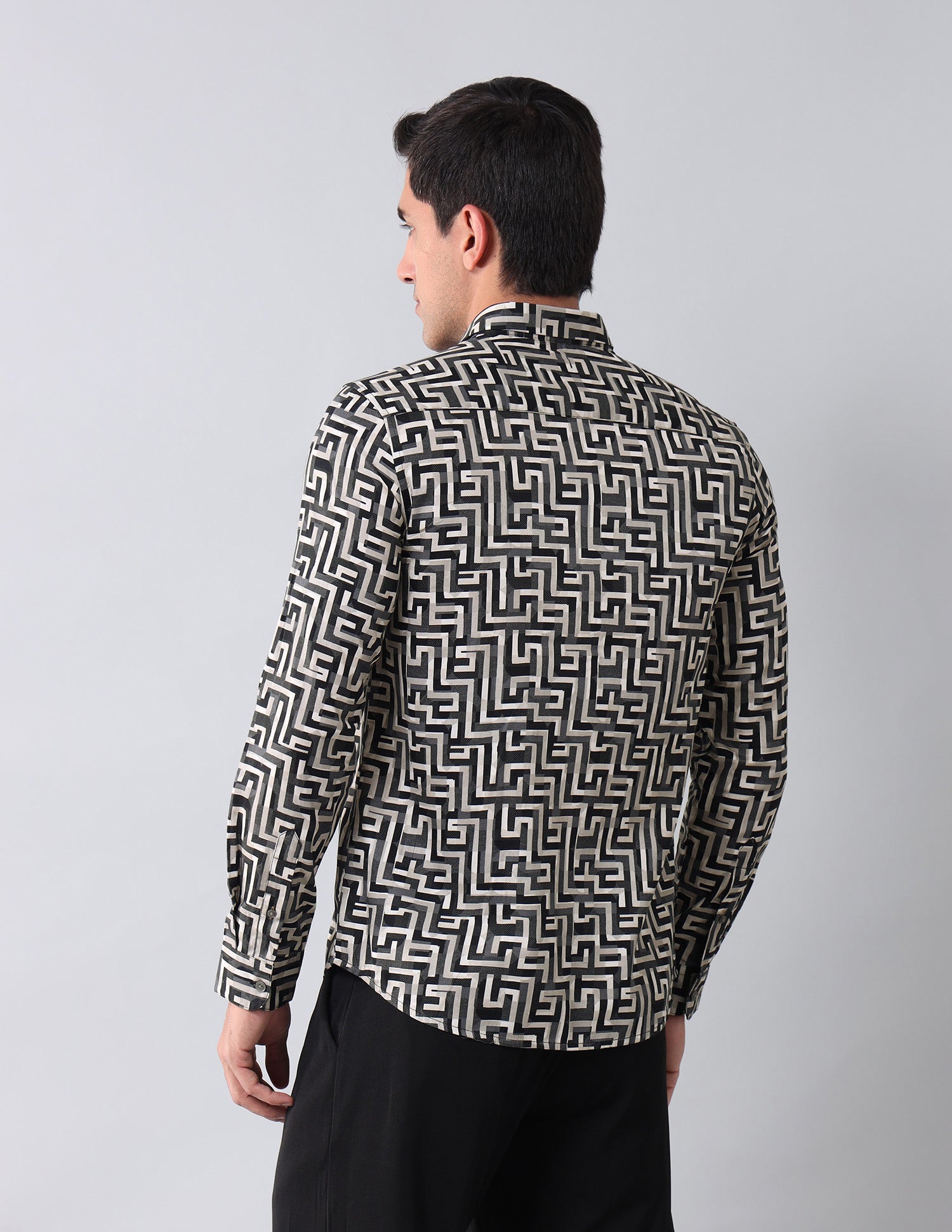 Geometric Printed Regular Shirt Dark Grey - U.S. Polo Assn. India | Large