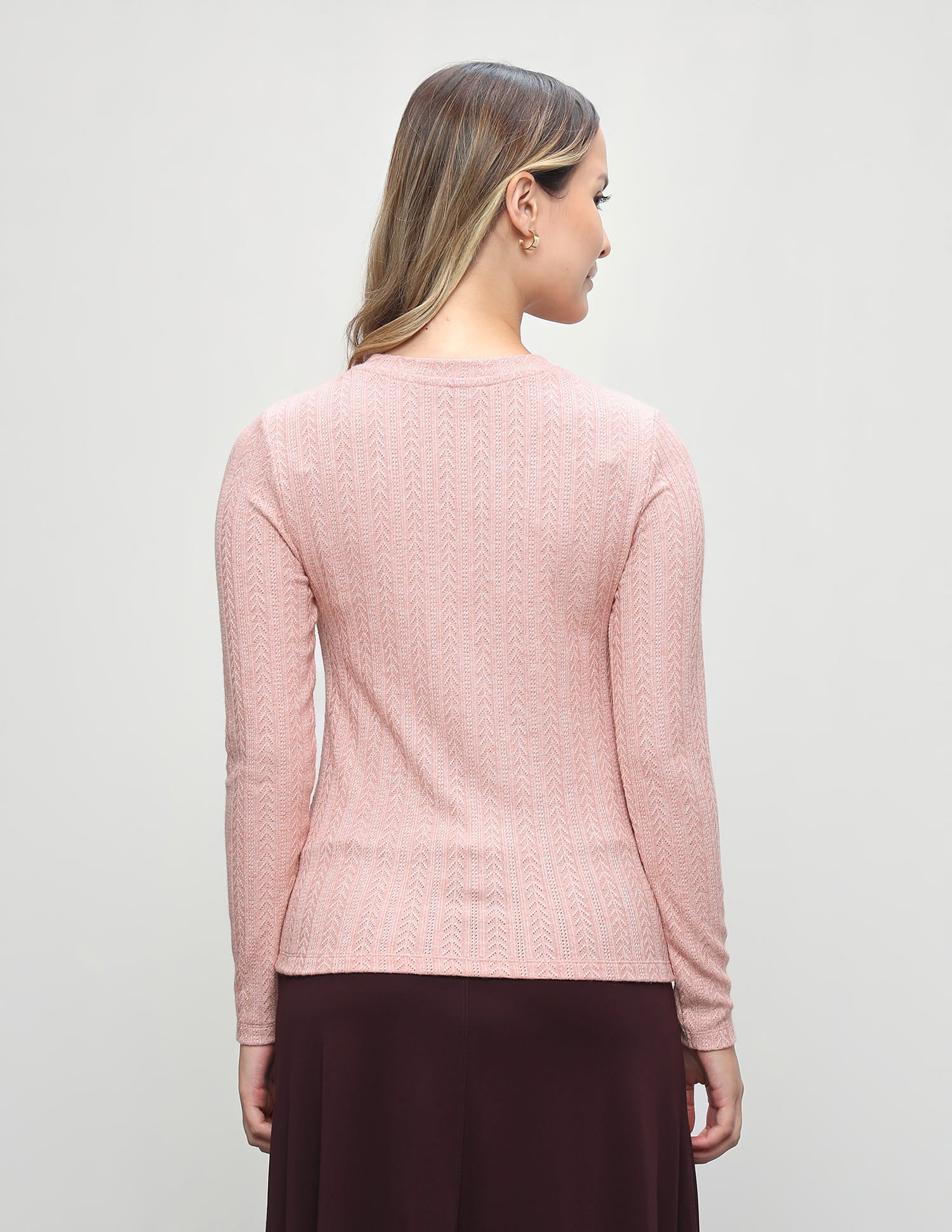 Patterned Knit Fitted Top Light Pink - U.S. Polo Assn. India | Large