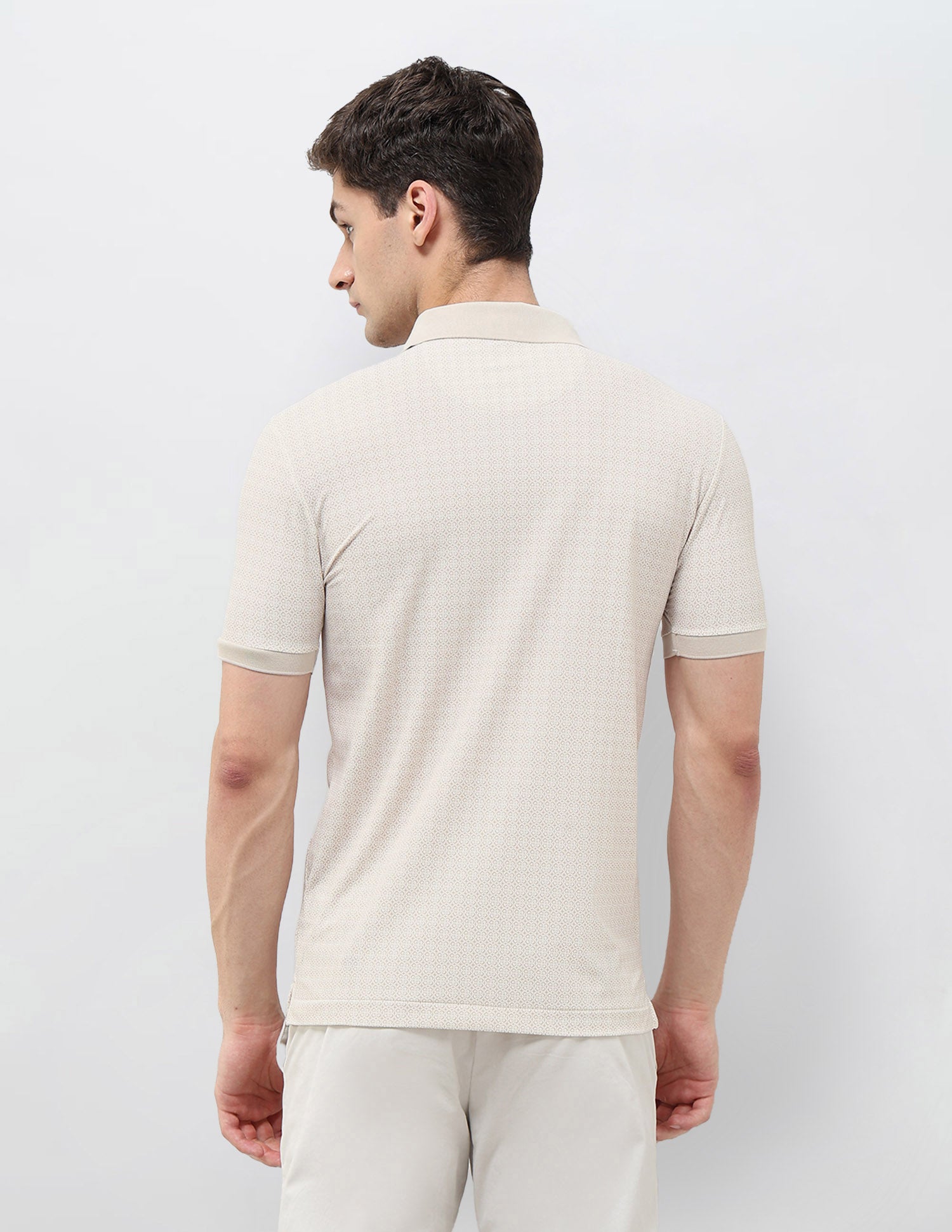 All-Over Printed Slim Fit Polo Shirt Beige - U.S. Polo Assn. India | Large