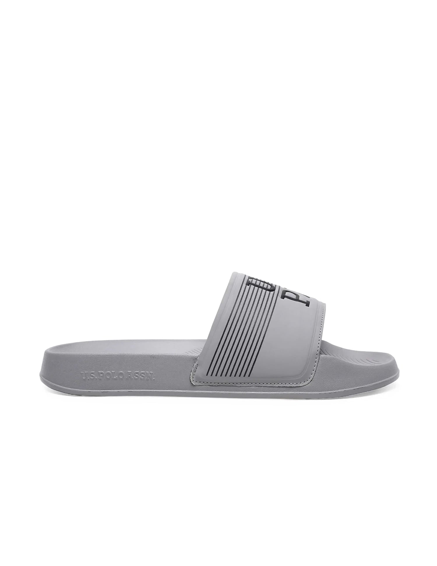 Men Brand Print Beesley 5.0 Slides Grey - U.S. Polo Assn. India | Large