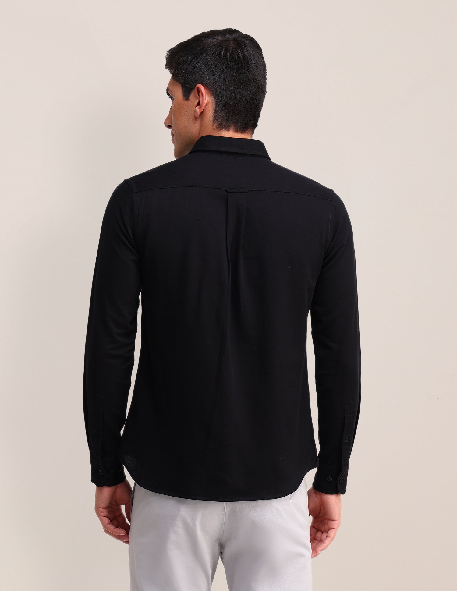 Solid Pattern Dobby Shirt Black - U.S. Polo Assn. India | Large