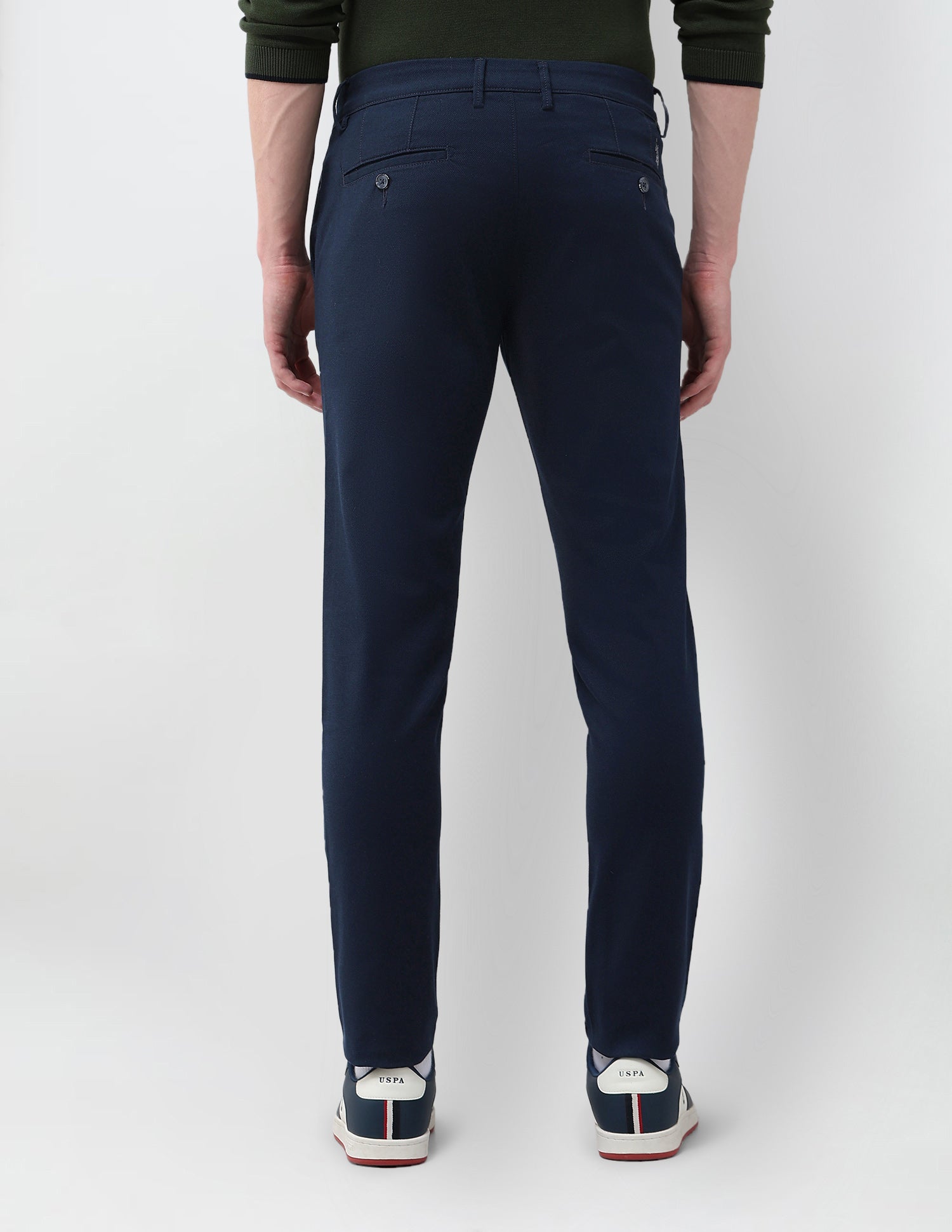 Austin Slim Fit Textured Trousers Navy - U.S. Polo Assn. India | Large