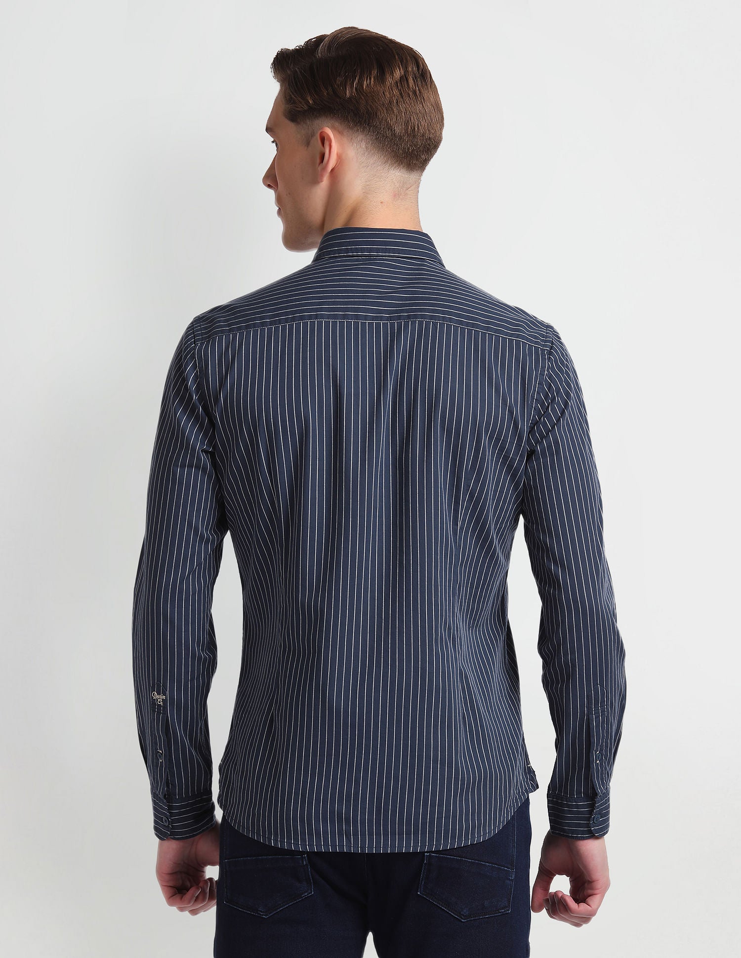 Vertical Stripe Cotton Shirt Navy - U.S. Polo Assn. India | Large