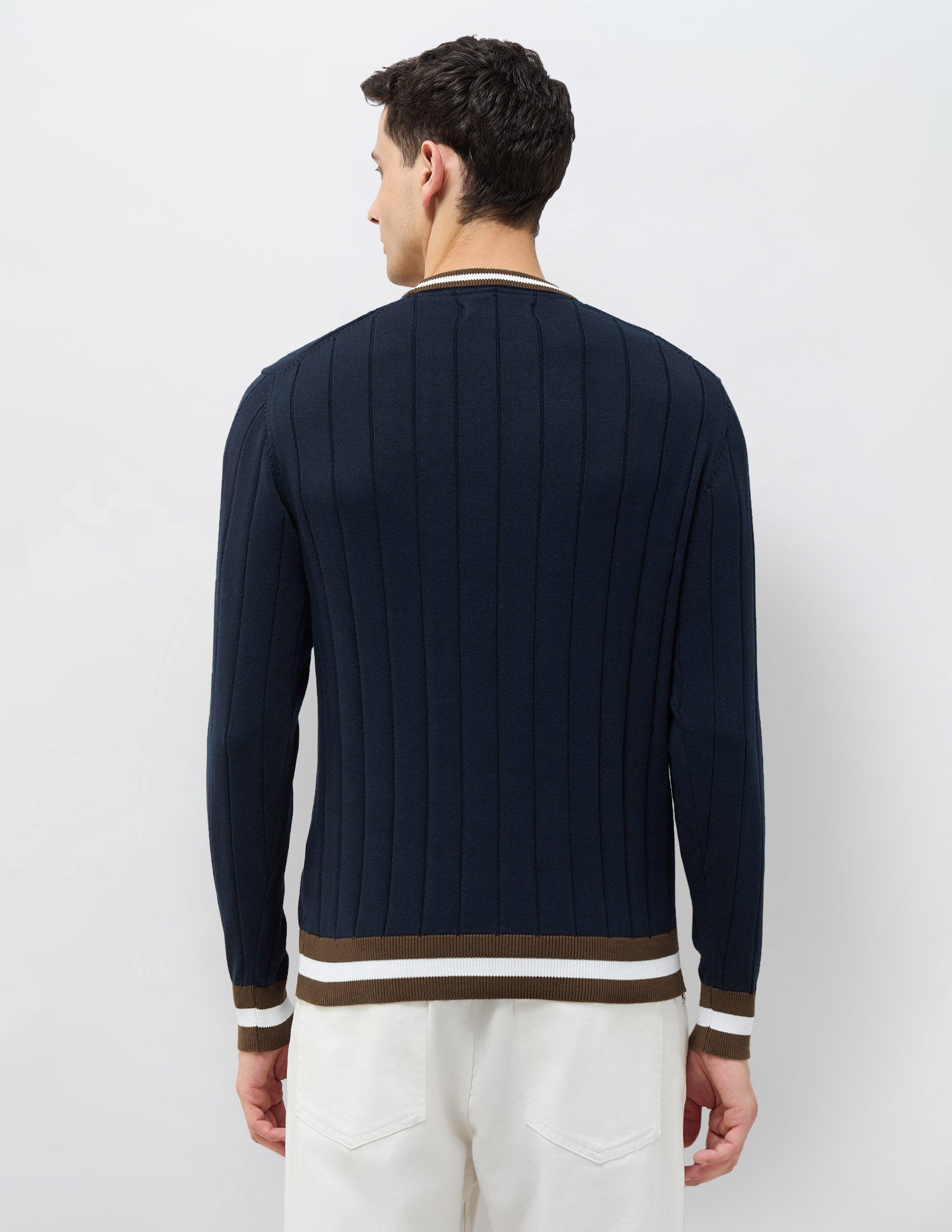 Vertical Striped Patterned Knit Regular Fit Sweater Navy - U.S. POLO ASSN. | Large