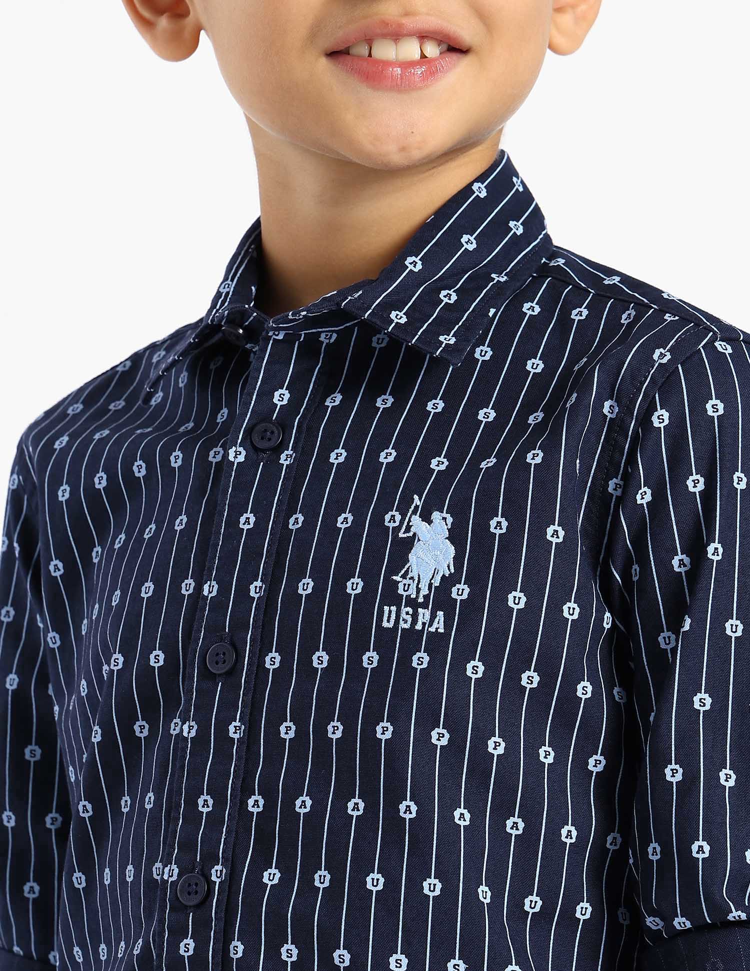 Boys Vertical Striped Oxford Shirt Navy - U.S. POLO ASSN. | Large