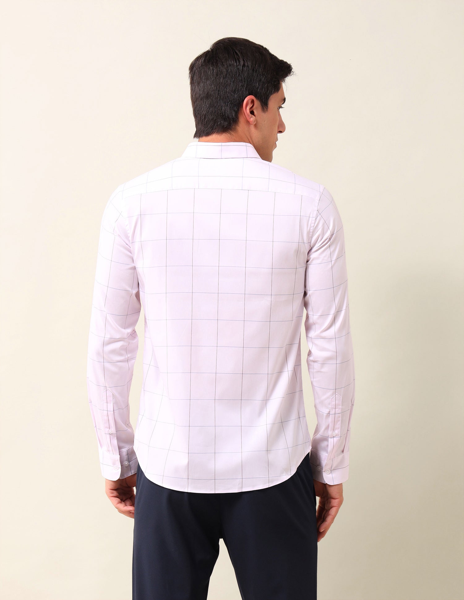 Windowpane Checked Tailored Fit Shirt Light Pink - U.S. Polo Assn. India | Large