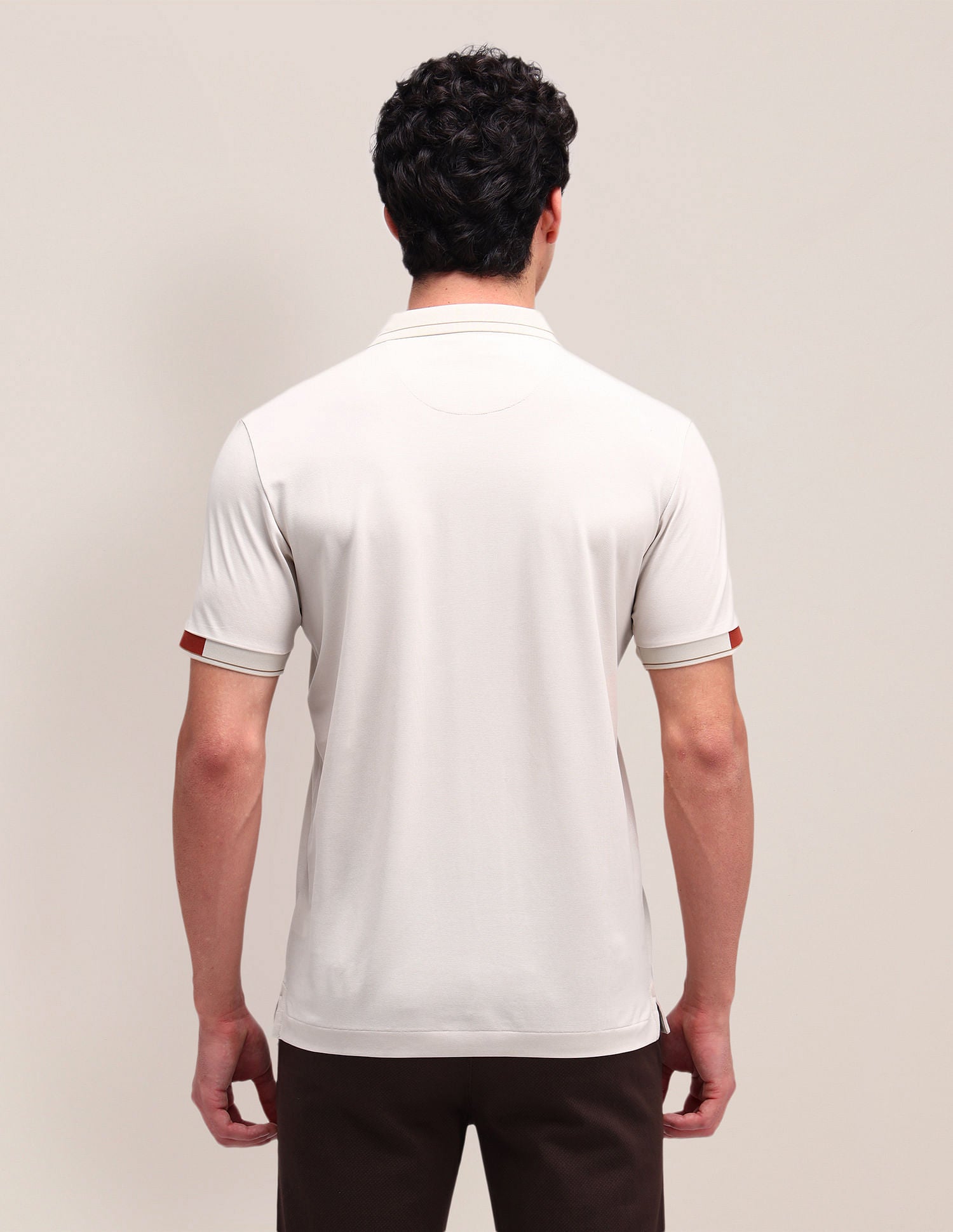 Solid Slim Fit Polo Shirt Beige - U.S. Polo Assn. India | Large
