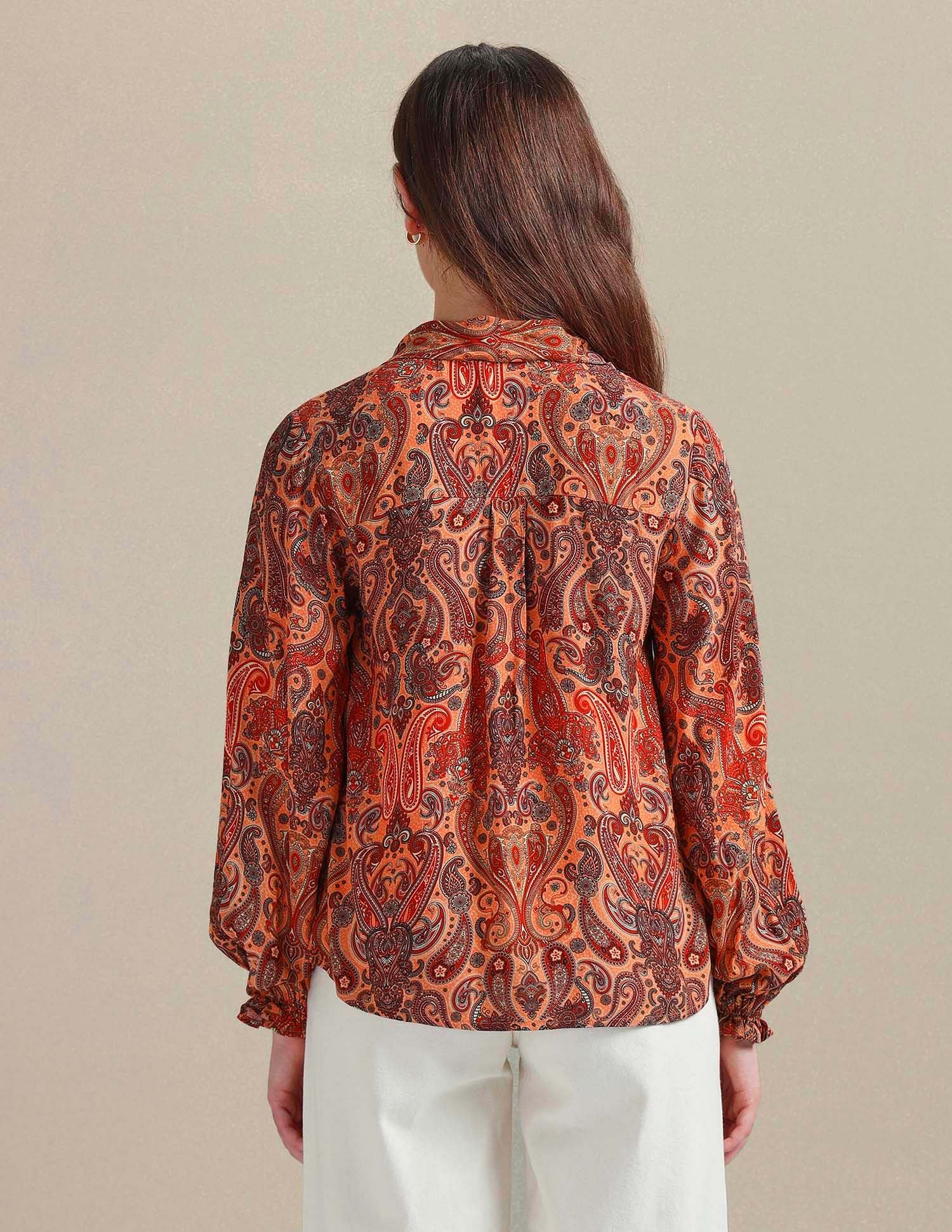 Paisley Print Viscose Top Orange - U.S. Polo Assn. India | Large