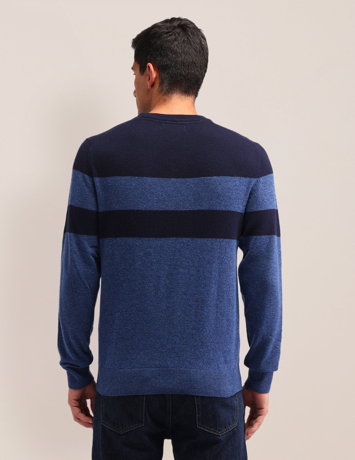 Colour Blocked Regular Fit Sweater Navy - U.S. Polo Assn. India | Large
