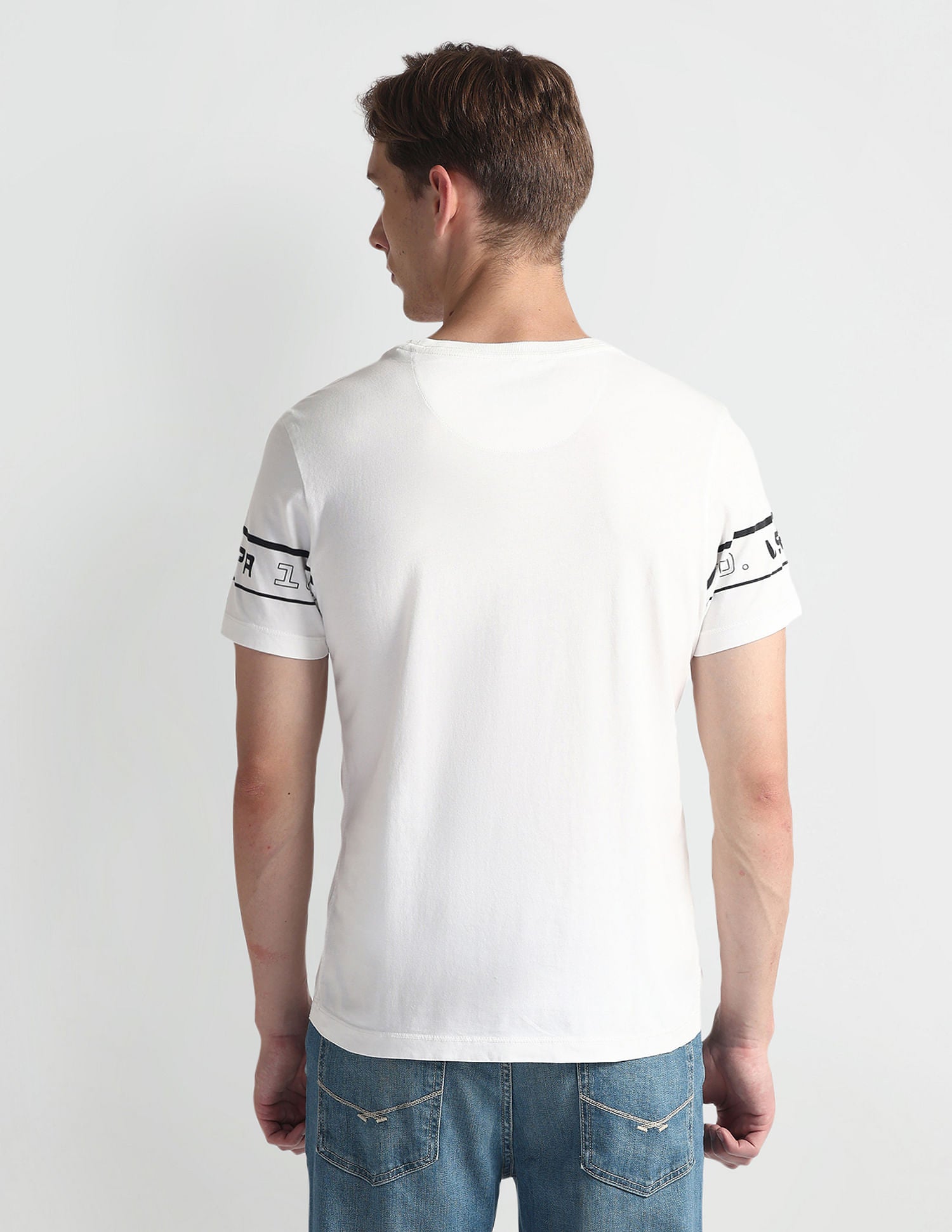 Crew Neck Brand Print T-Shirt Ivory - U.S. Polo Assn. India | Large