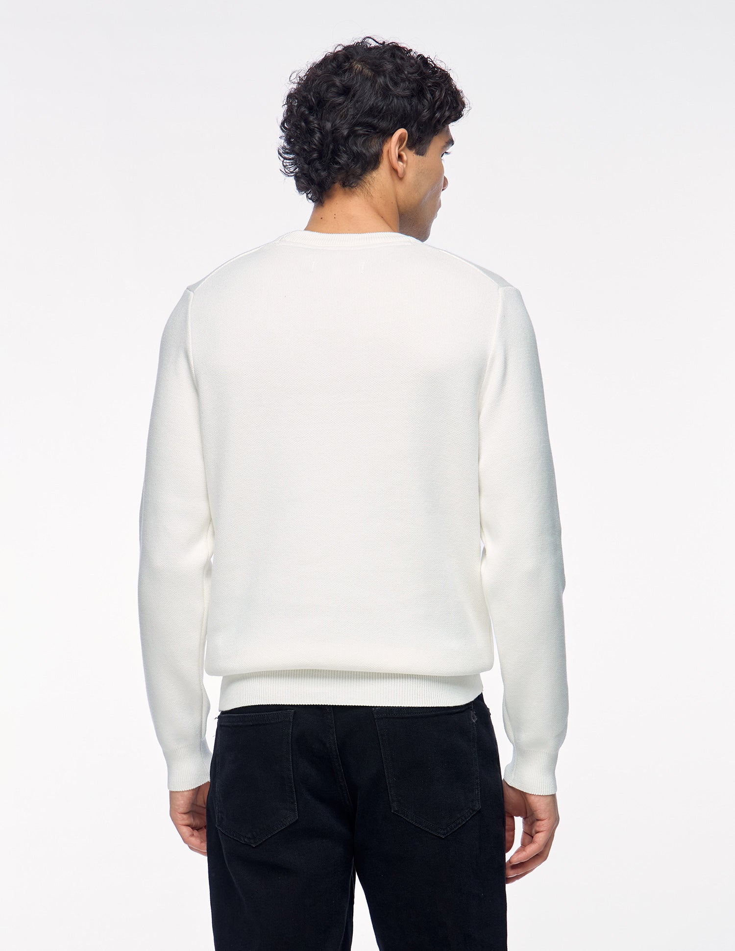 Brand Embroidered Colorblocked Slim Fit Sweater Off White - U.S. Polo Assn. India | Large