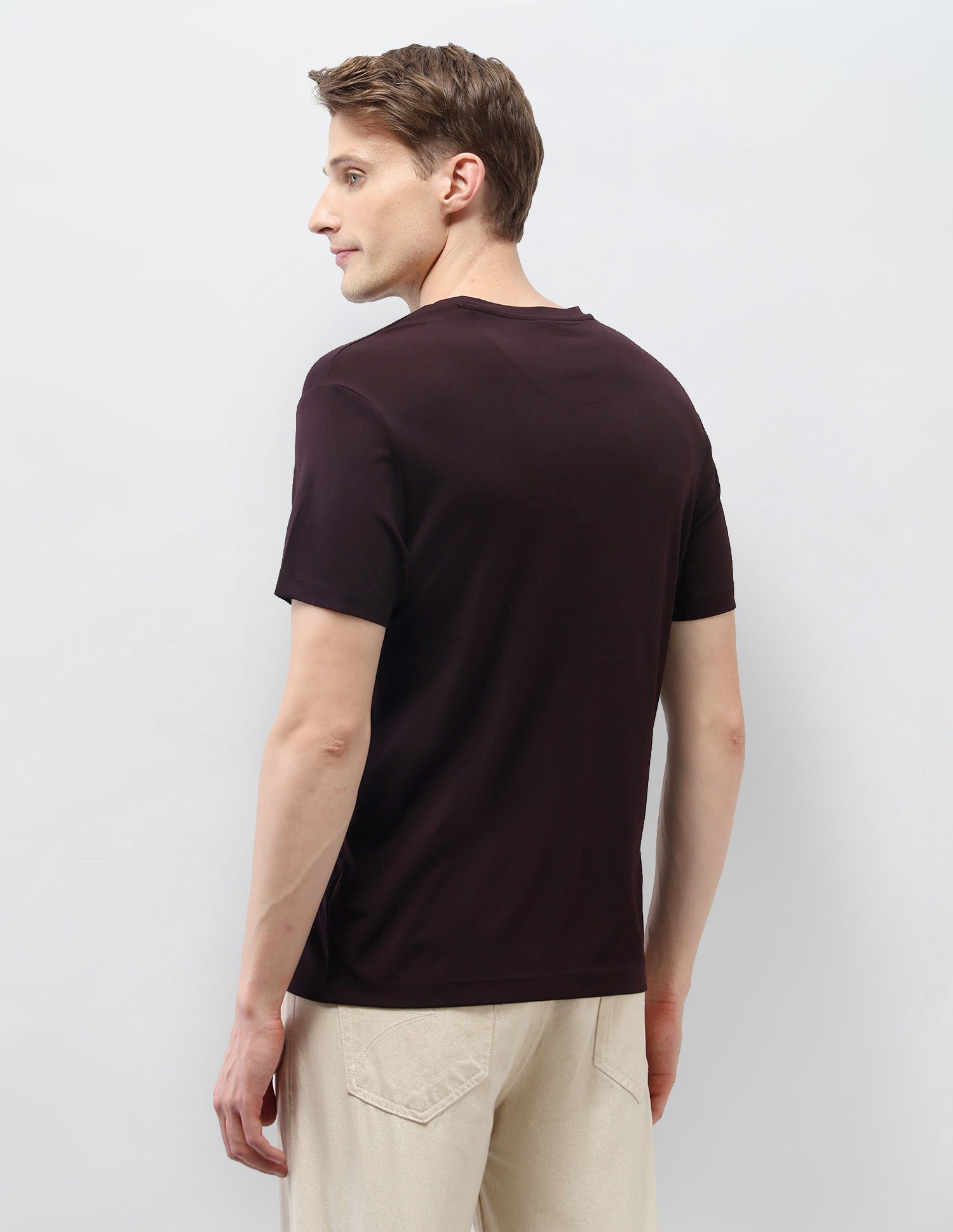 Solid Slim Fit Black & Gold T-Shirt Wine - U.S. Polo Assn. India | Large