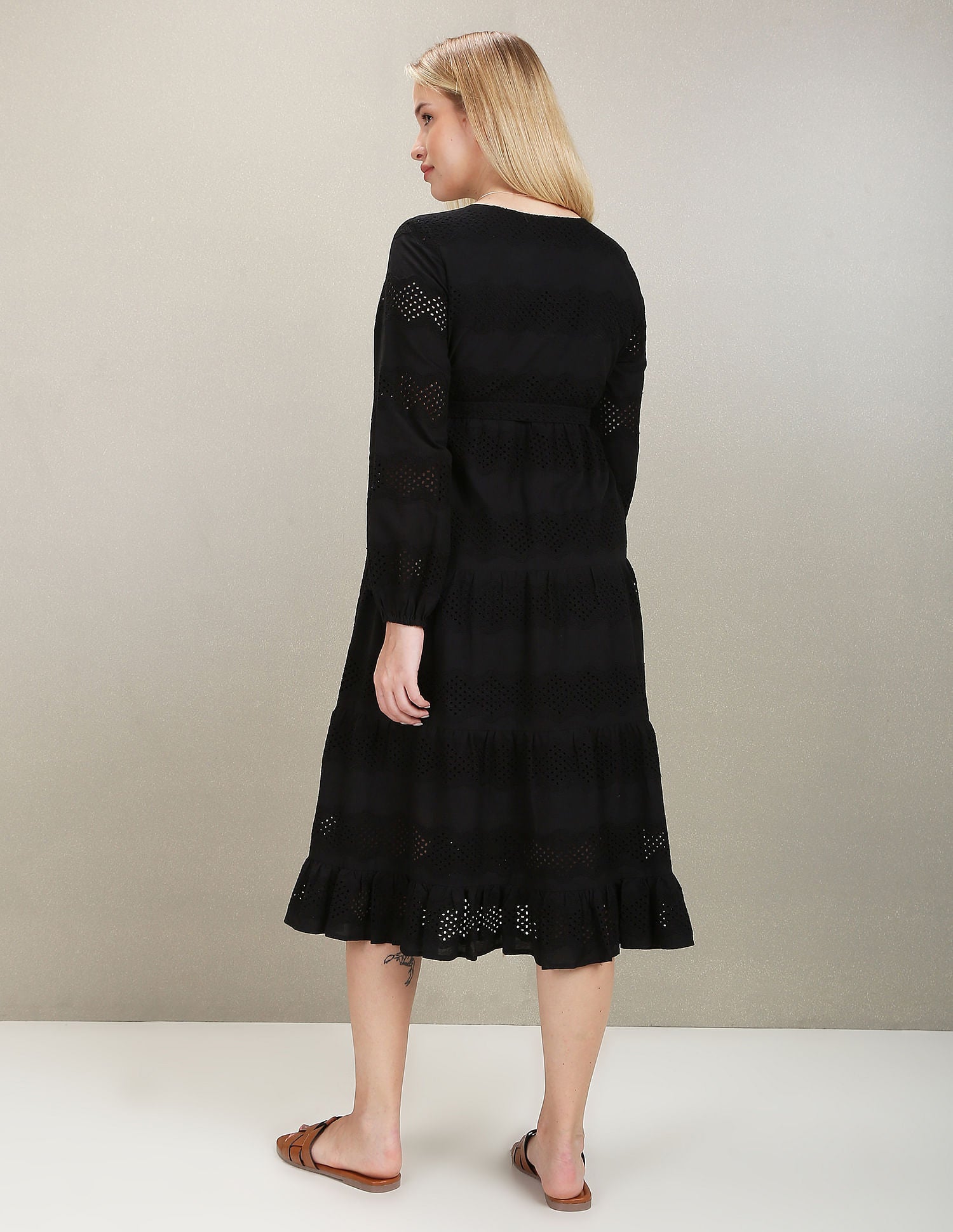 V-Neck Schiffli Embroidered Dress Black - U.S. Polo Assn. India | Large