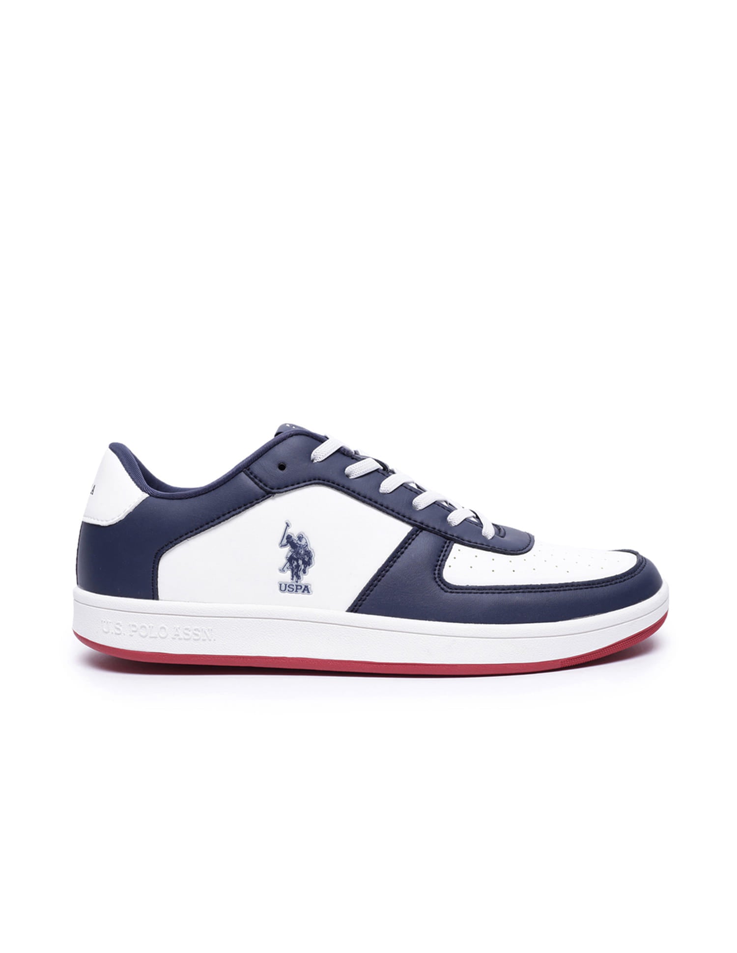 Colour Block Perforated Rein Sneakers Dark Blue and White - U.S. Polo Assn. India | Large