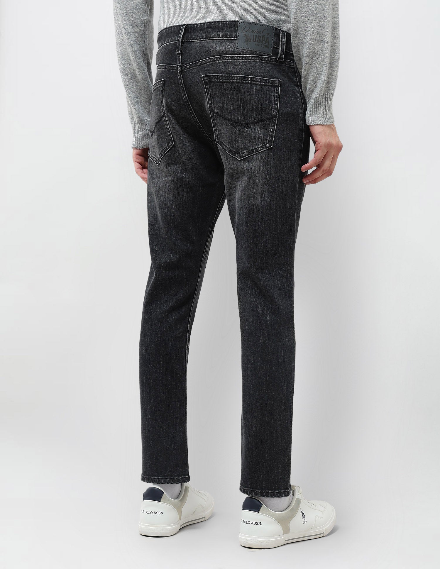 Henry Tapered Fit Whiskered Jeans Mid Grey - U.S. POLO ASSN. | Large