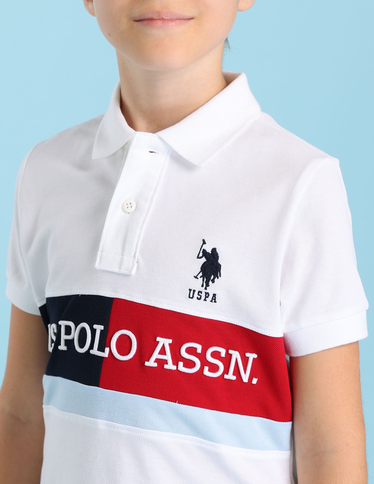 Boys Brand Printed Regular Fit Polo Shirt White - U.S. POLO ASSN. | Large