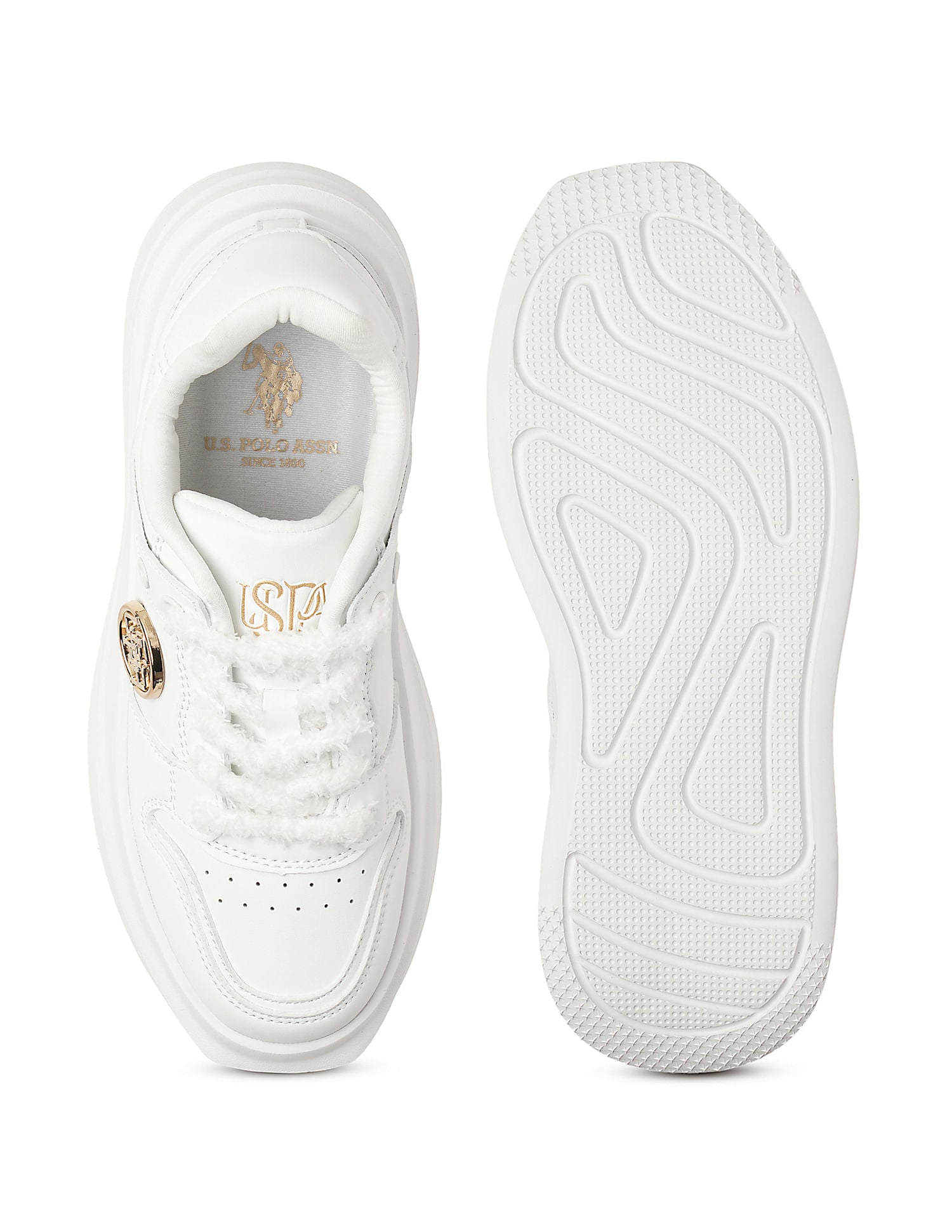 Textured Burna Metallic Logo Sneakers White - U.S. POLO ASSN. | Large