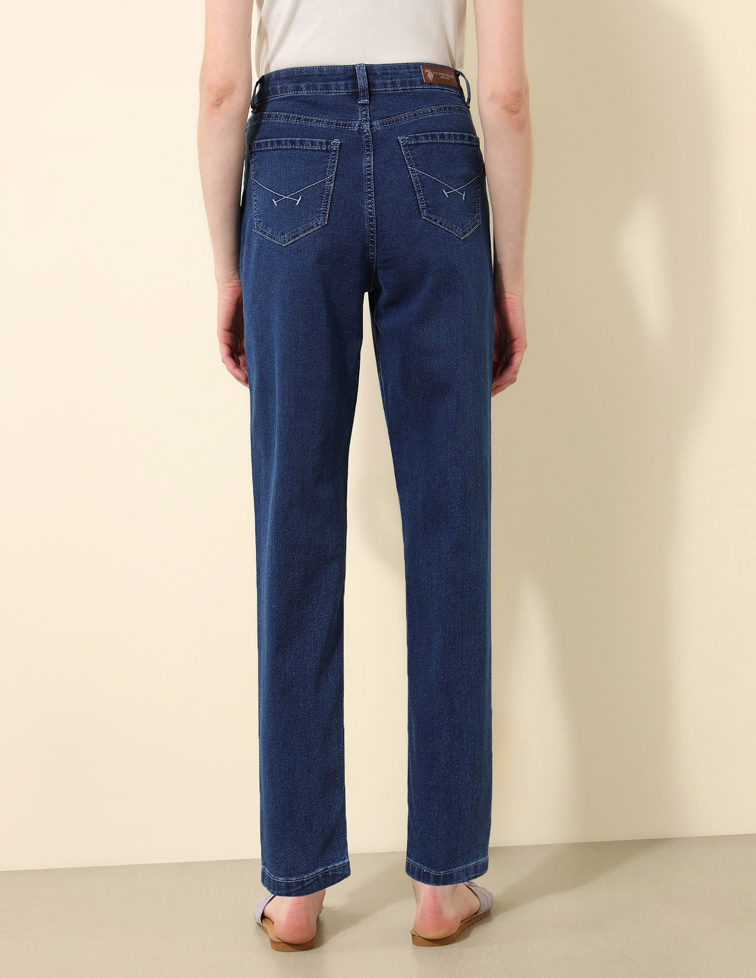 High Rise Mom Fit Jeans Dark Blue - U.S. POLO ASSN. | Large