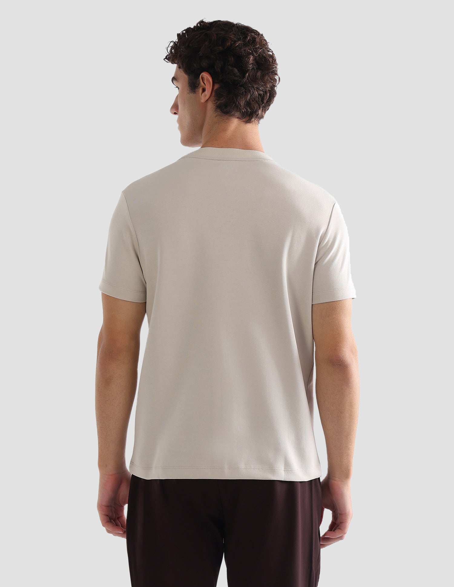 Brand Printed Slim Fit Active T-Shirt Beige - U.S. Polo Assn. India | Large