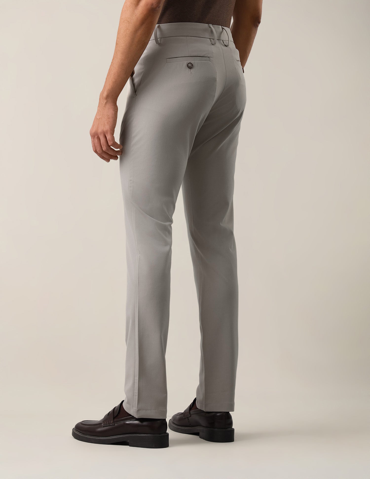 Denver Slim Fit Satin Trousers Ecru - U.S. Polo Assn. India | Large